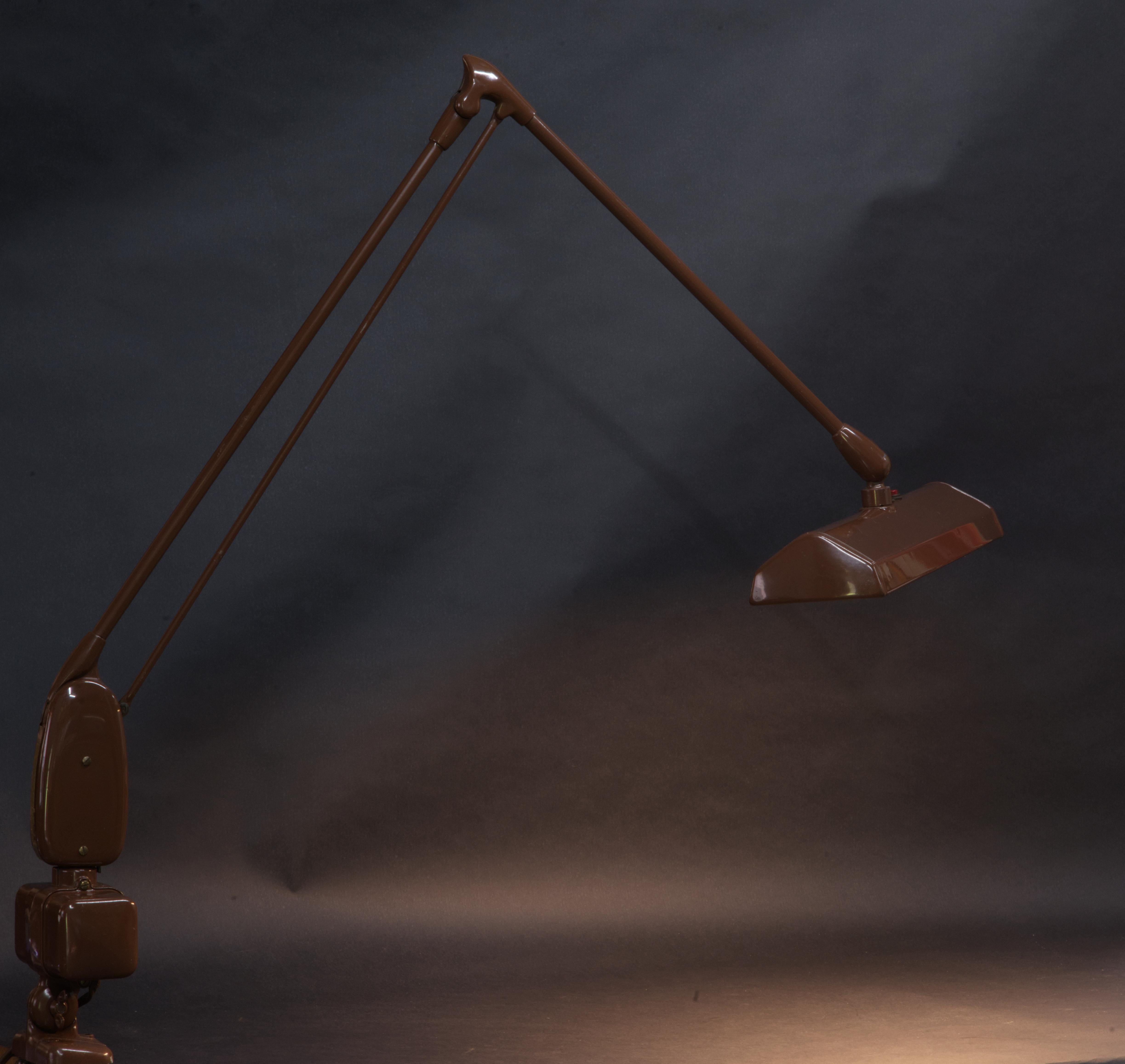 Enameled Dazor, Edge mounted model 2134 Floating Desk Lamp. 1960s For Sale