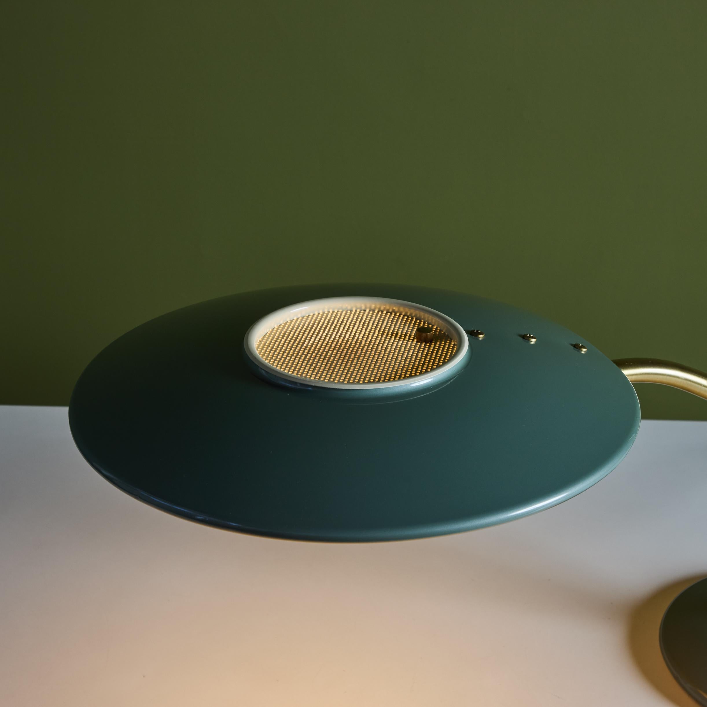 Dazor Green Enamel Desk Lamp with Brass Accent 4