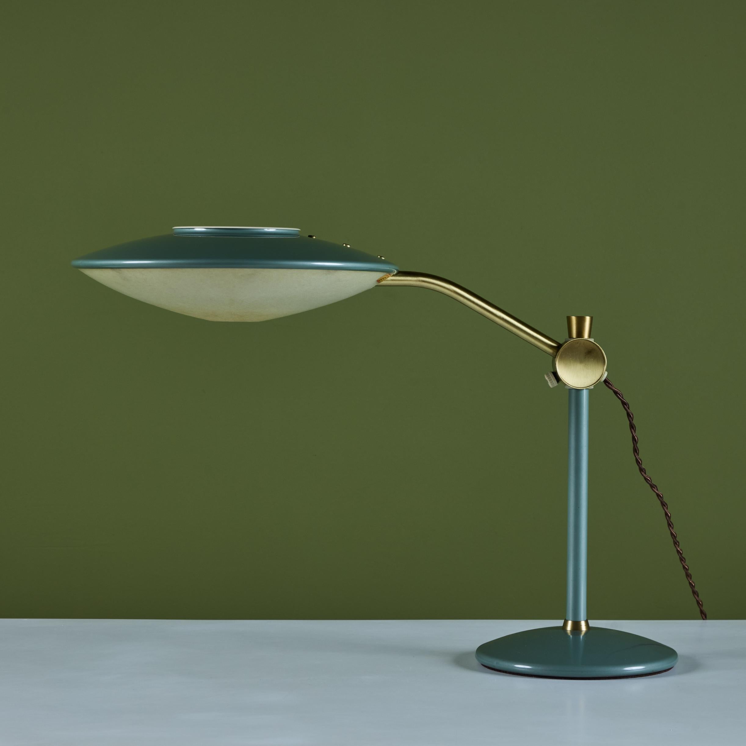 American Dazor Green Enamel Desk Lamp with Brass Accent