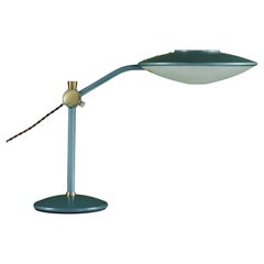 Dazor Green Enamel Desk Lamp with Brass Accent