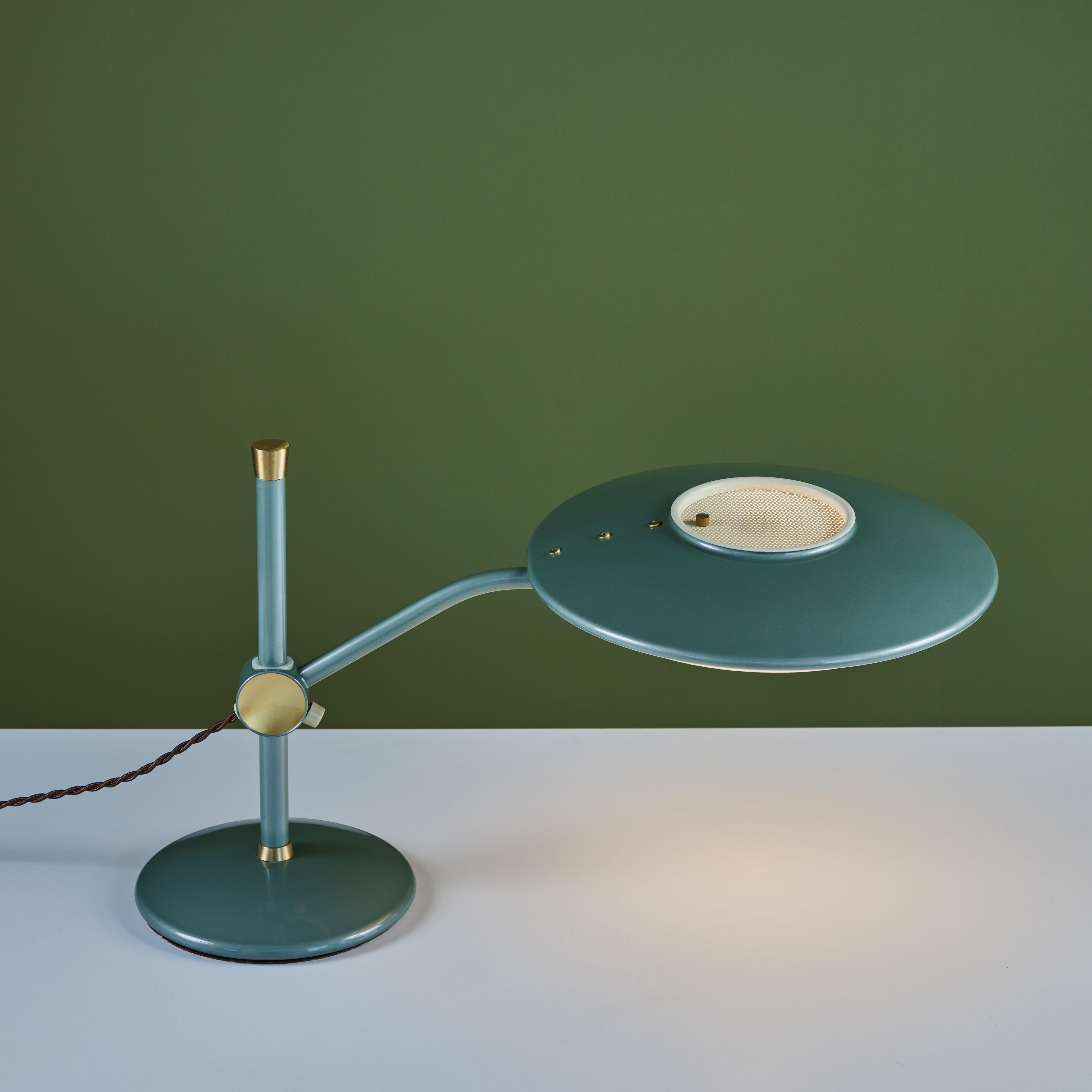 Dazor Green Enamel Desk Lamp with Brass Accents 2