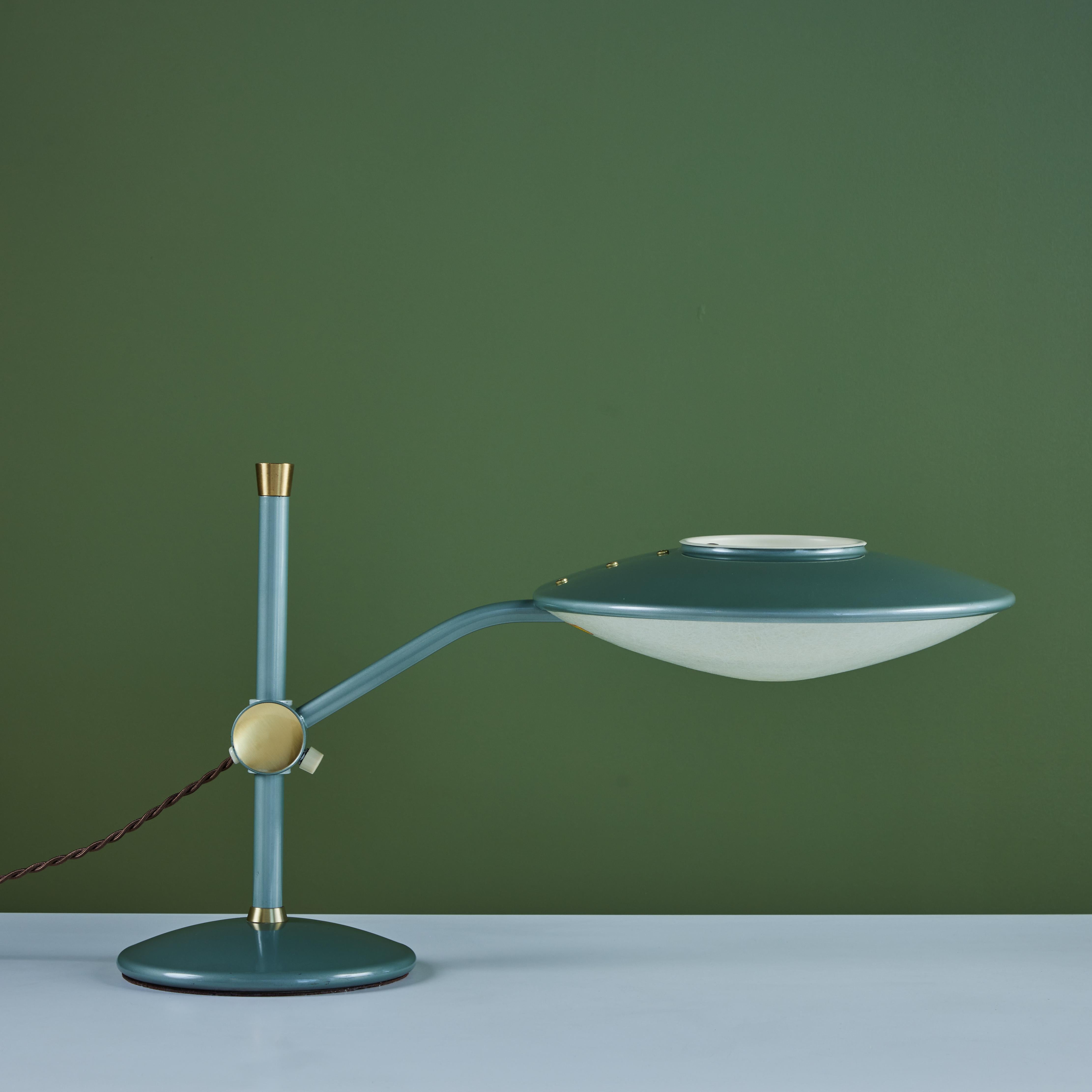 Dazor Green Enamel Desk Lamp with Brass Accents 1