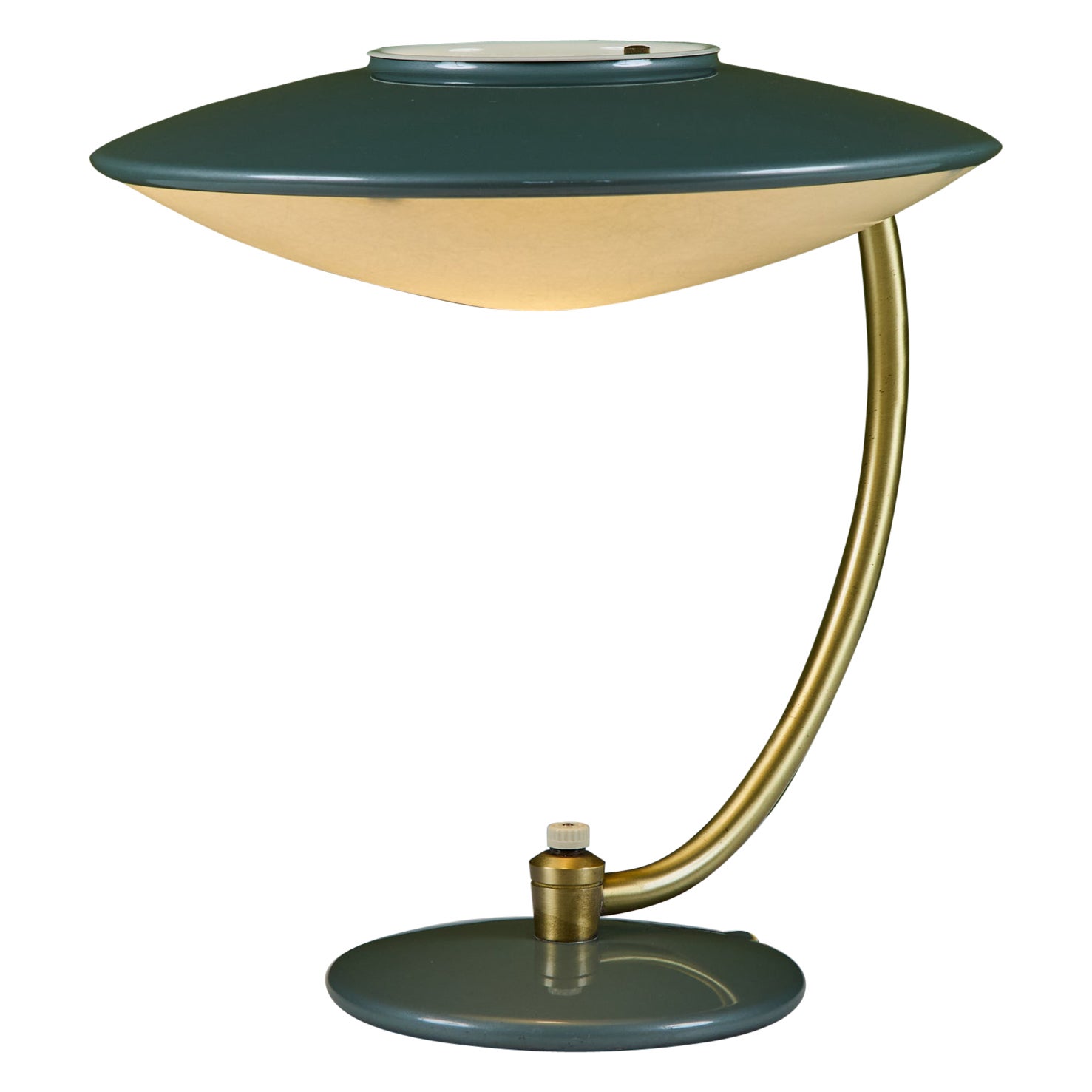 Dazor Green Enamel Desk Lamp with Brass Accents