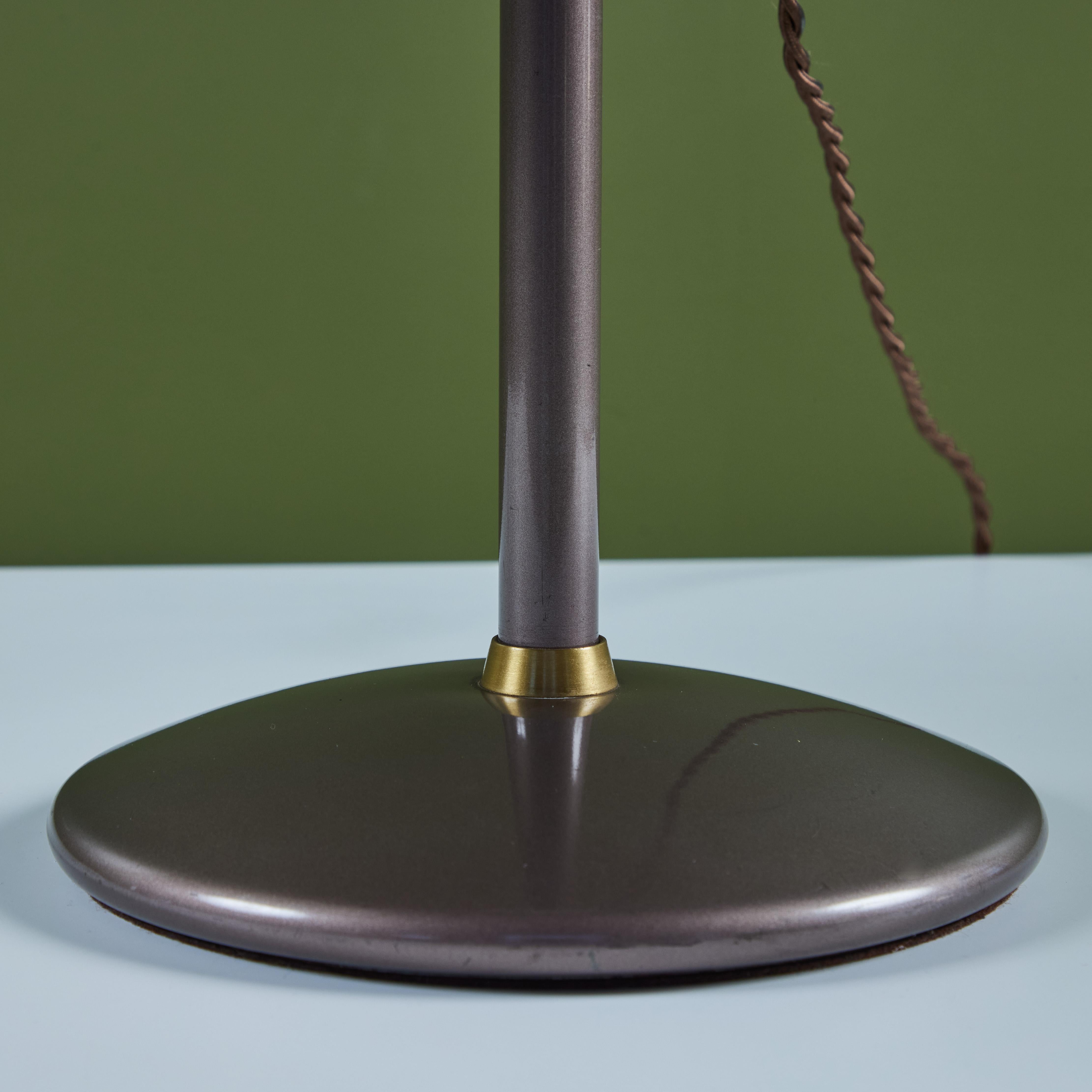 Dazor Taupe Enamel Desk Lamp with Brass Accents 6