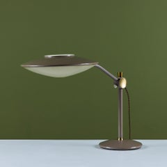 Dazor Taupe Enamel Desk Lamp with Brass Accents