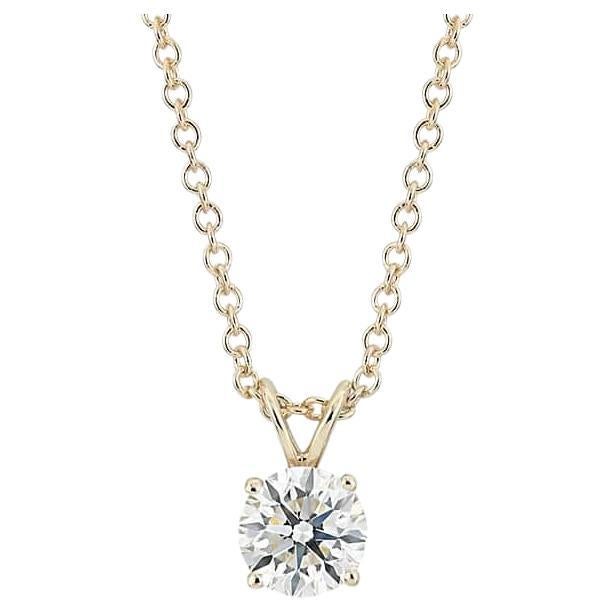 Round Diamond 14K Yellow Gold Pendant Necklace