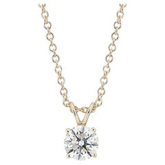 Round Diamond 14K Yellow Gold Pendant Necklace
