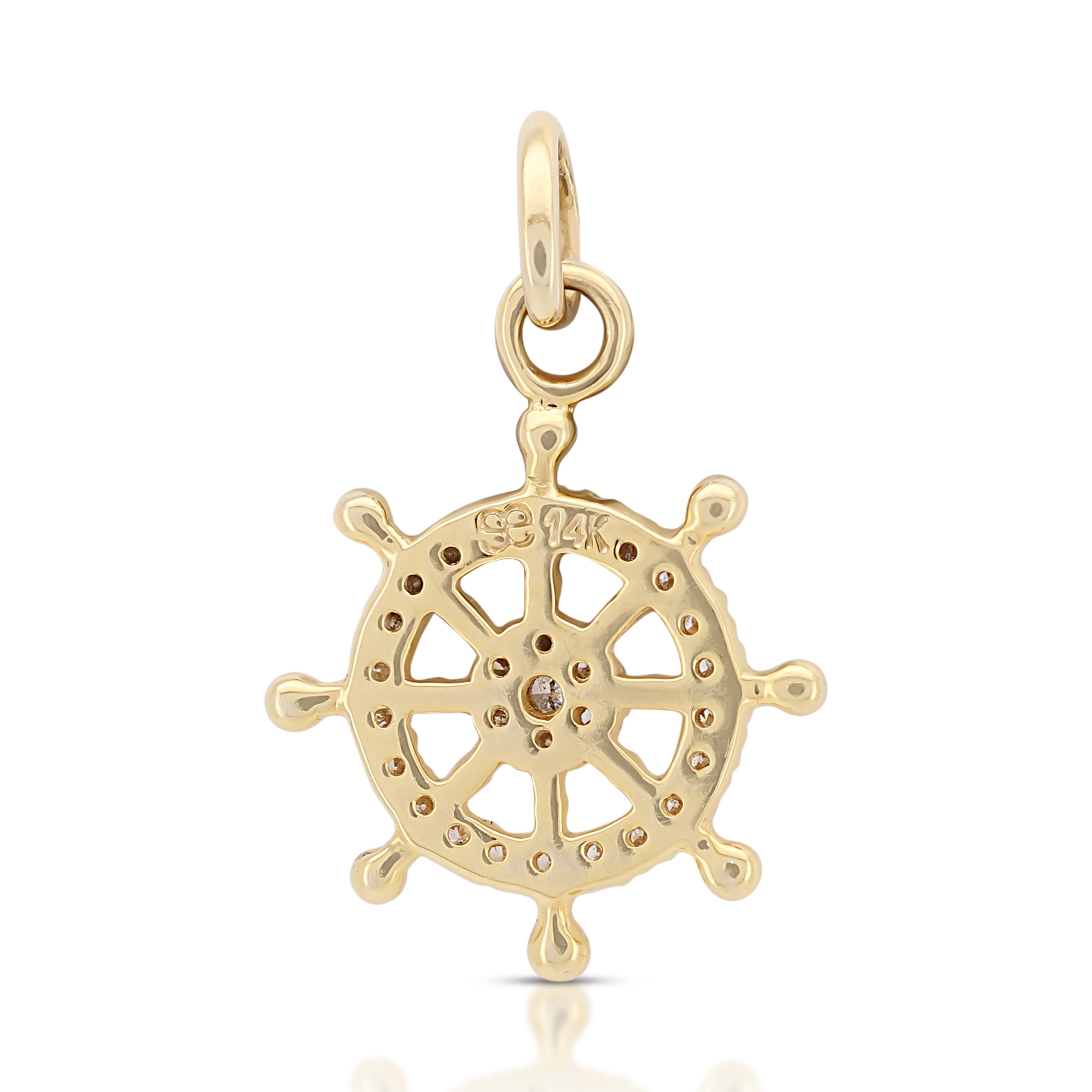 Dazzling 0.14ct Diamond Anchor Pendant in 14K Yellow Gold - (Chain not Included) For Sale 1