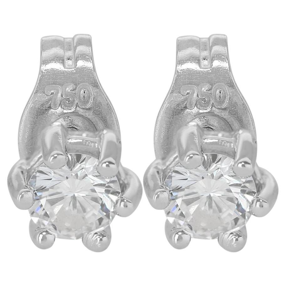 Dazzling 0.14ct Solitaire Diamond Stud Earrings set in 18K White Gold