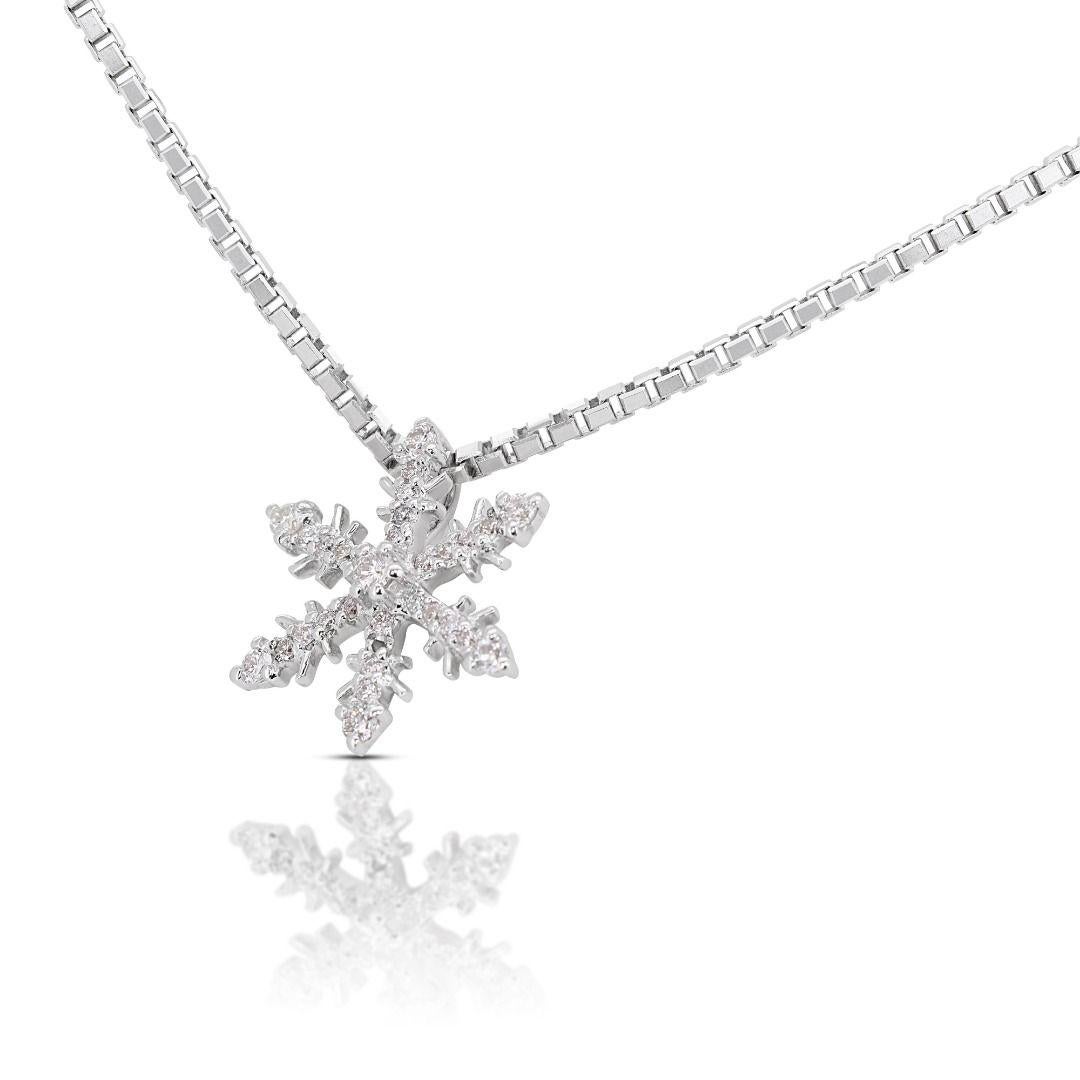 Dazzling 0.24ct Snow Flake Diamond Pendant 18K White Gold - (Chain not included) In New Condition For Sale In רמת גן, IL