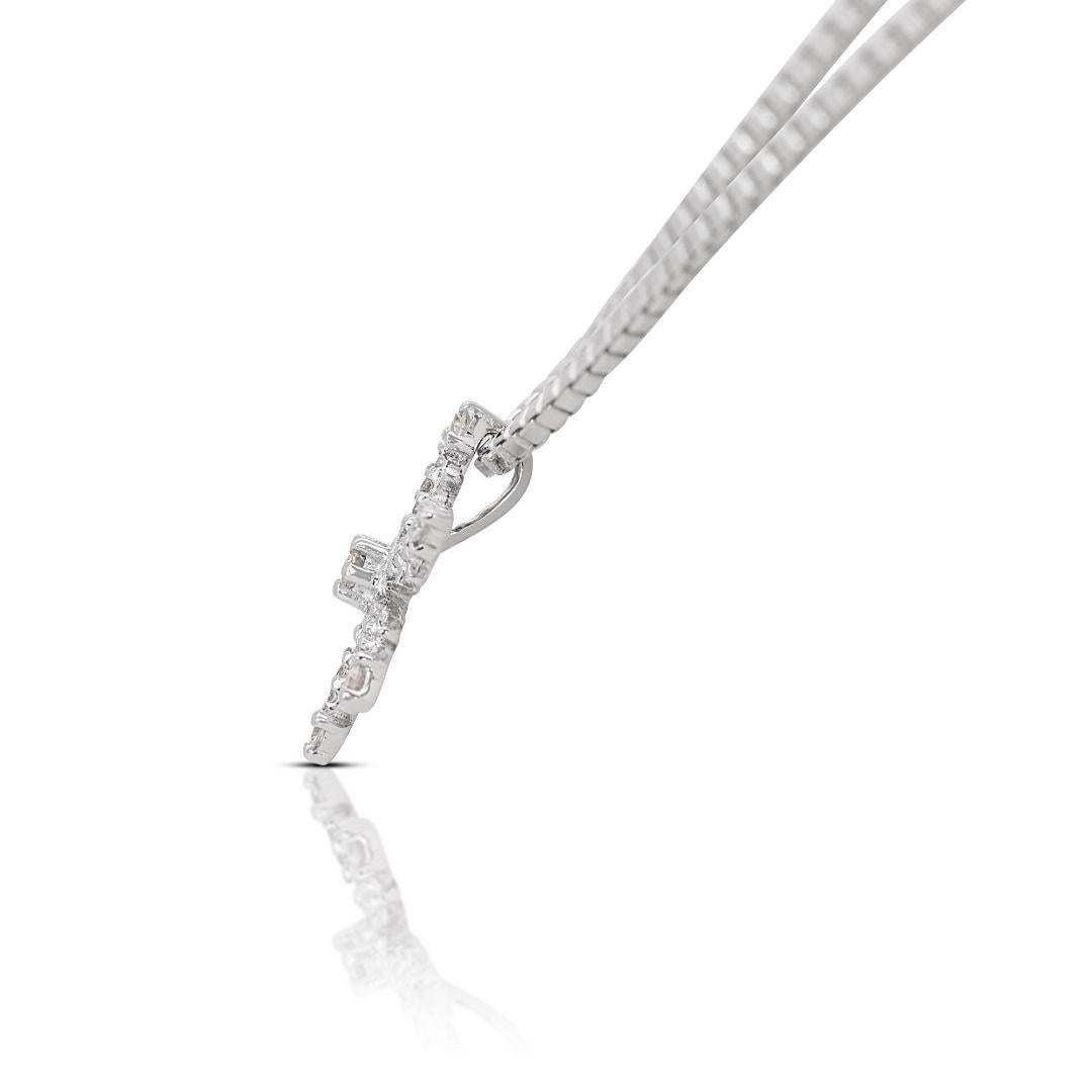 Women's Dazzling 0.24ct Snow Flake Diamond Pendant 18K White Gold - (Chain not included) For Sale
