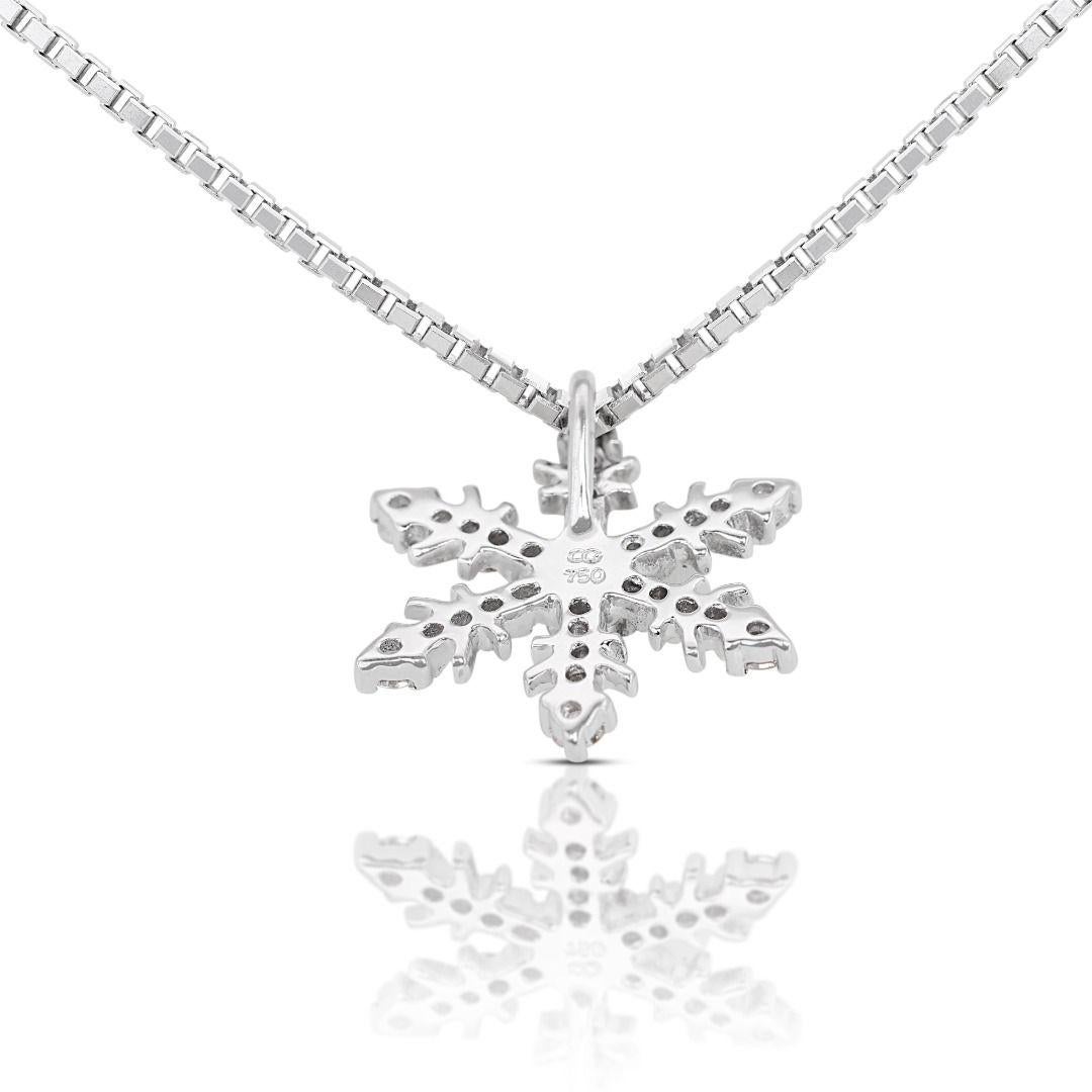 Dazzling 0.24ct Snow Flake Diamond Pendant 18K White Gold - (Chain not included) For Sale 1