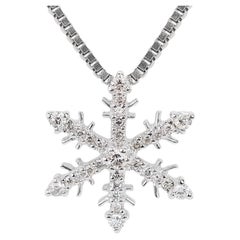 Dazzling 0.24ct Snow Flake Diamond Pendant 18K White Gold - (Chain not included)
