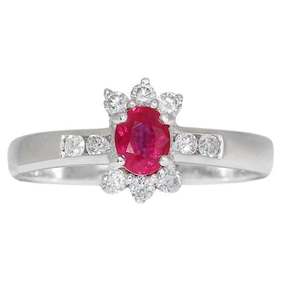 Dazzling 0.25ct Pave Diamond Ring with Ruby Center Stone For Sale