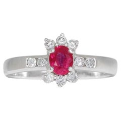 Dazzling 0.25ct Pave Diamond Ring with Ruby Center Stone