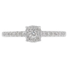 Bague pavée de diamants ronds et brillants naturels de 0,28ct en or blanc 14 carats Whiting