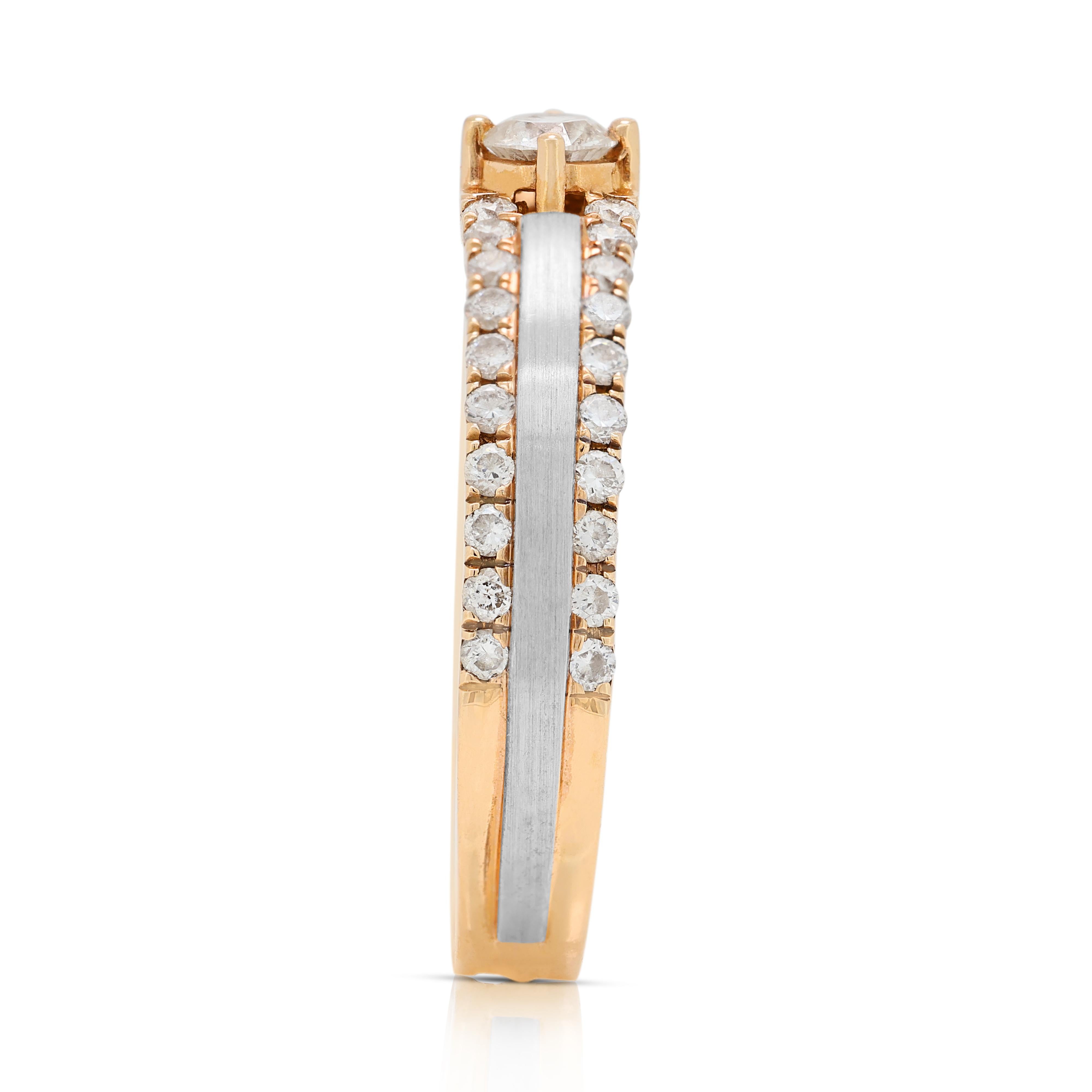 Donna Anello Pave in oro bicolore 18 carati da 0,30 ct. in vendita