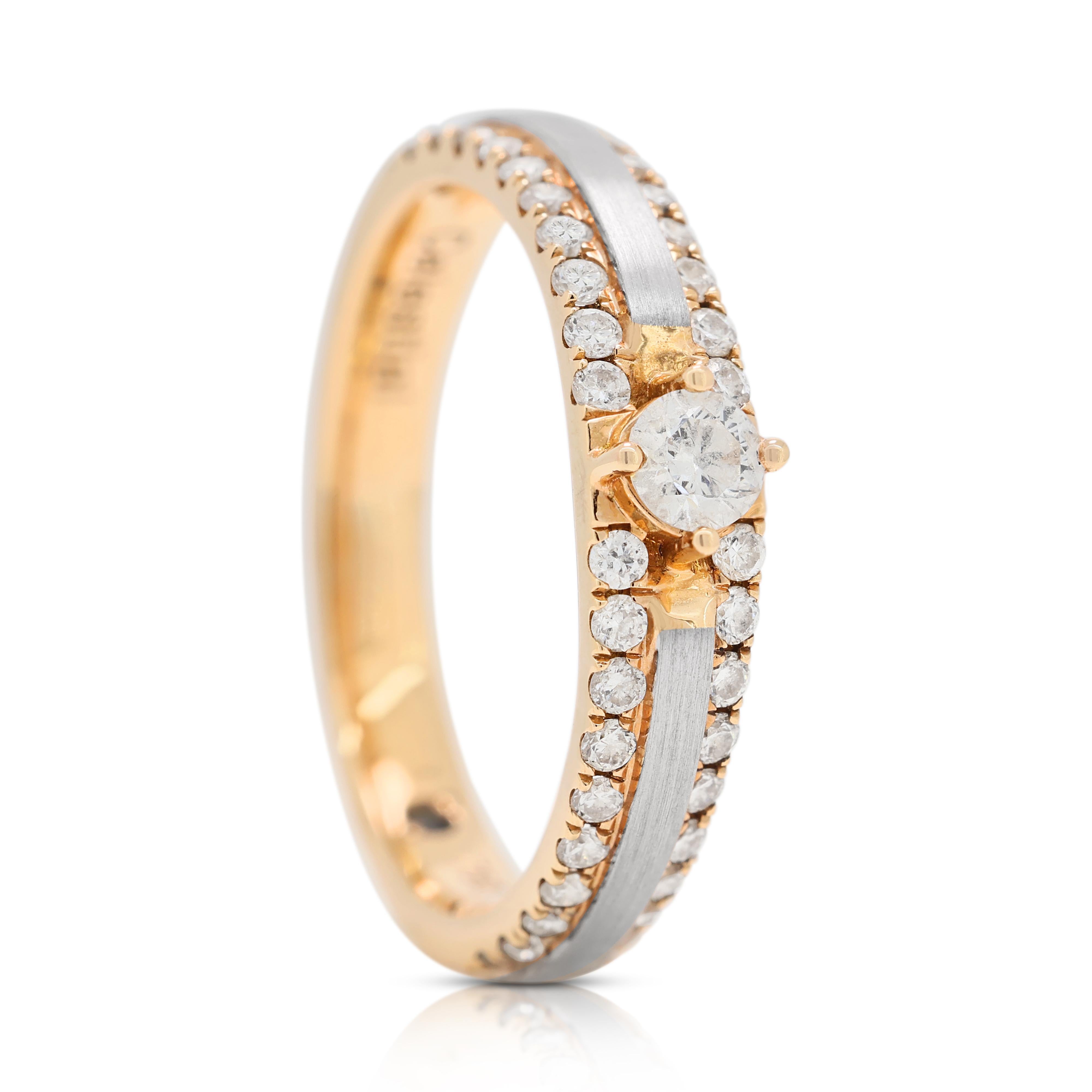 Anello Pave in oro bicolore 18 carati da 0,30 ct. in vendita 1