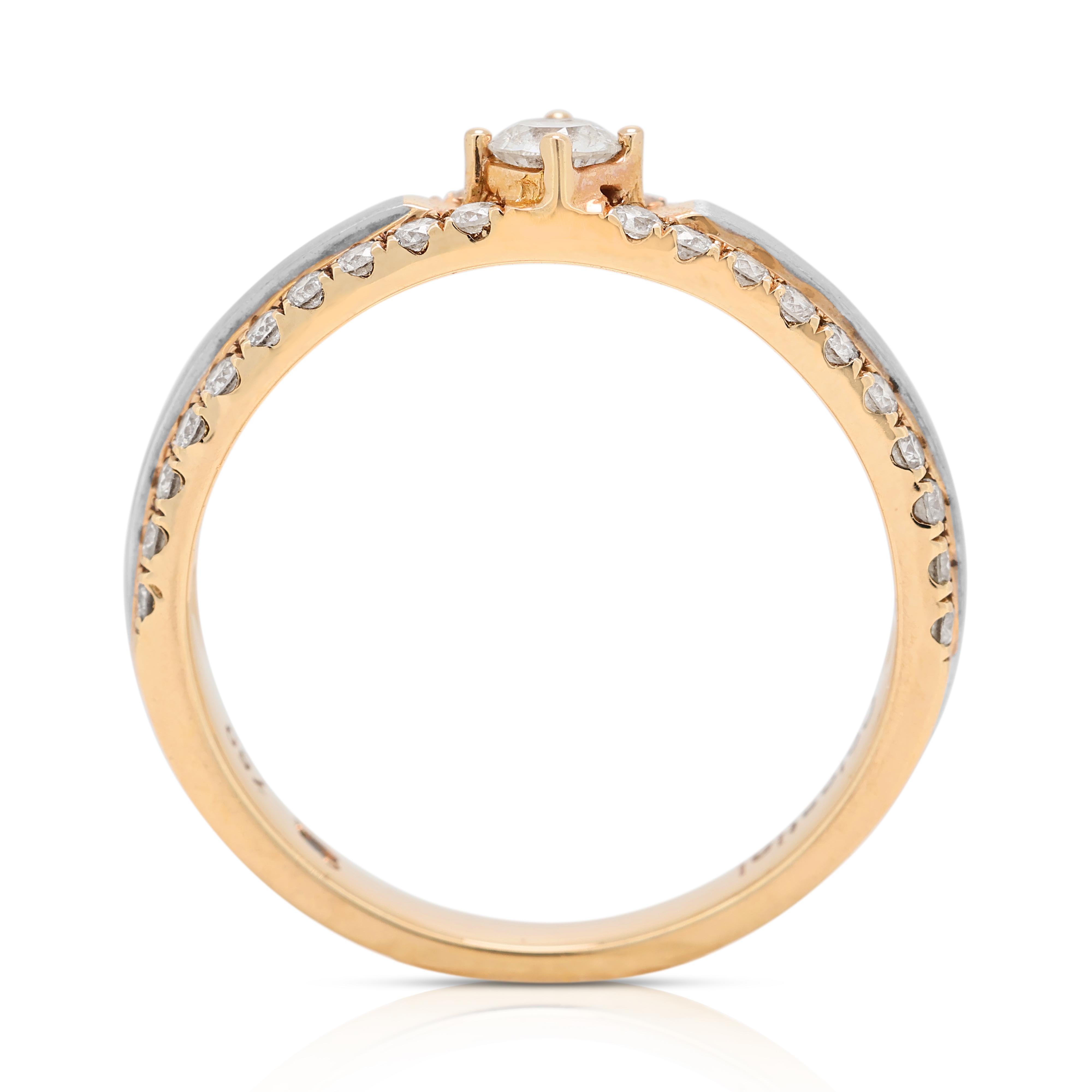 Anello Pave in oro bicolore 18 carati da 0,30 ct. in vendita 2