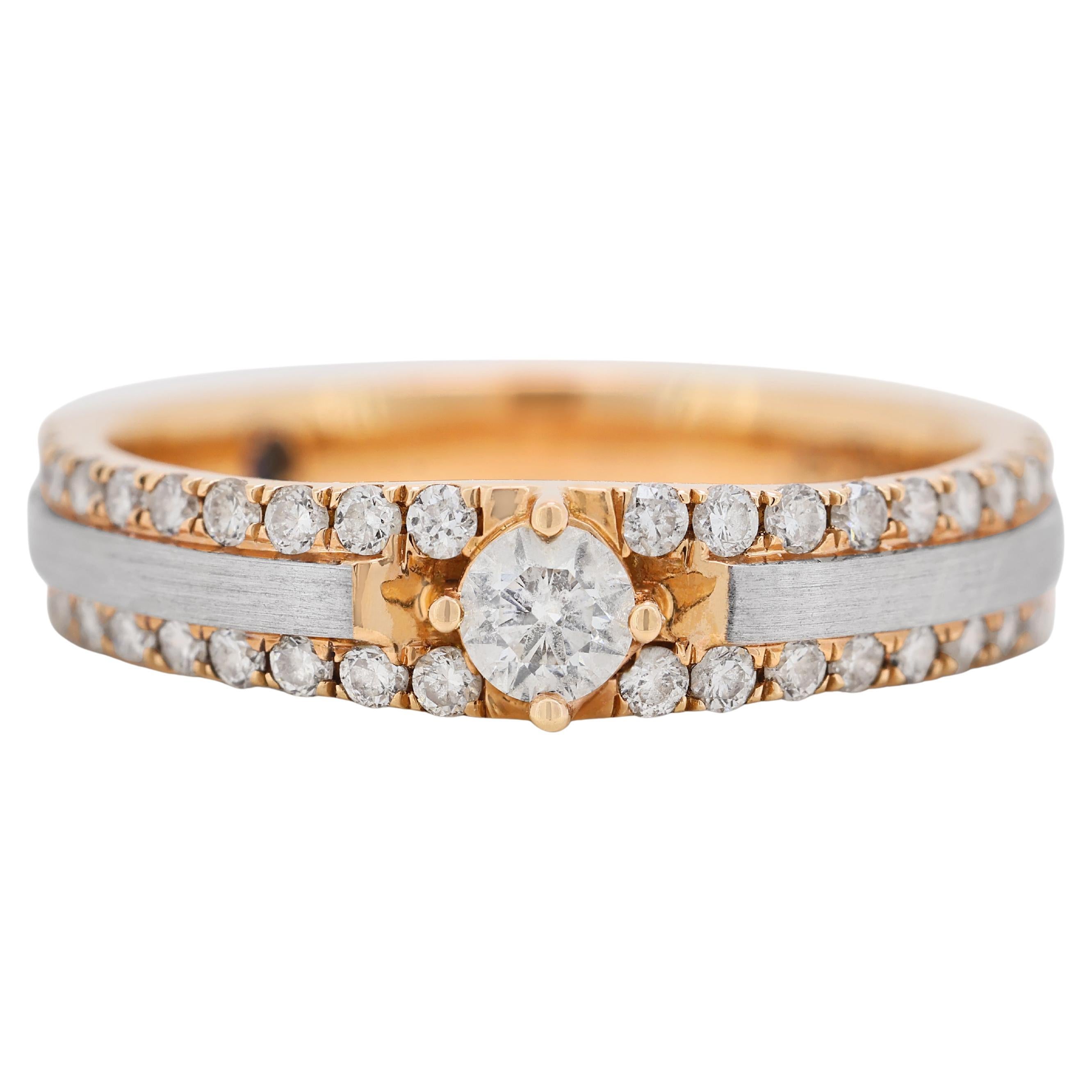 Dazzling 0.30ct 18K Two-Toned Gold Pave Ring