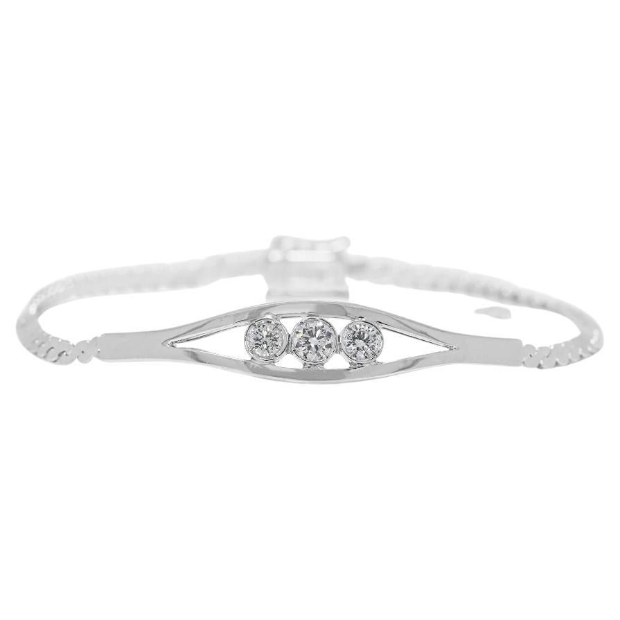 Dazzling 0.33ct Natural Diamond 14K White Gold Bracelet
