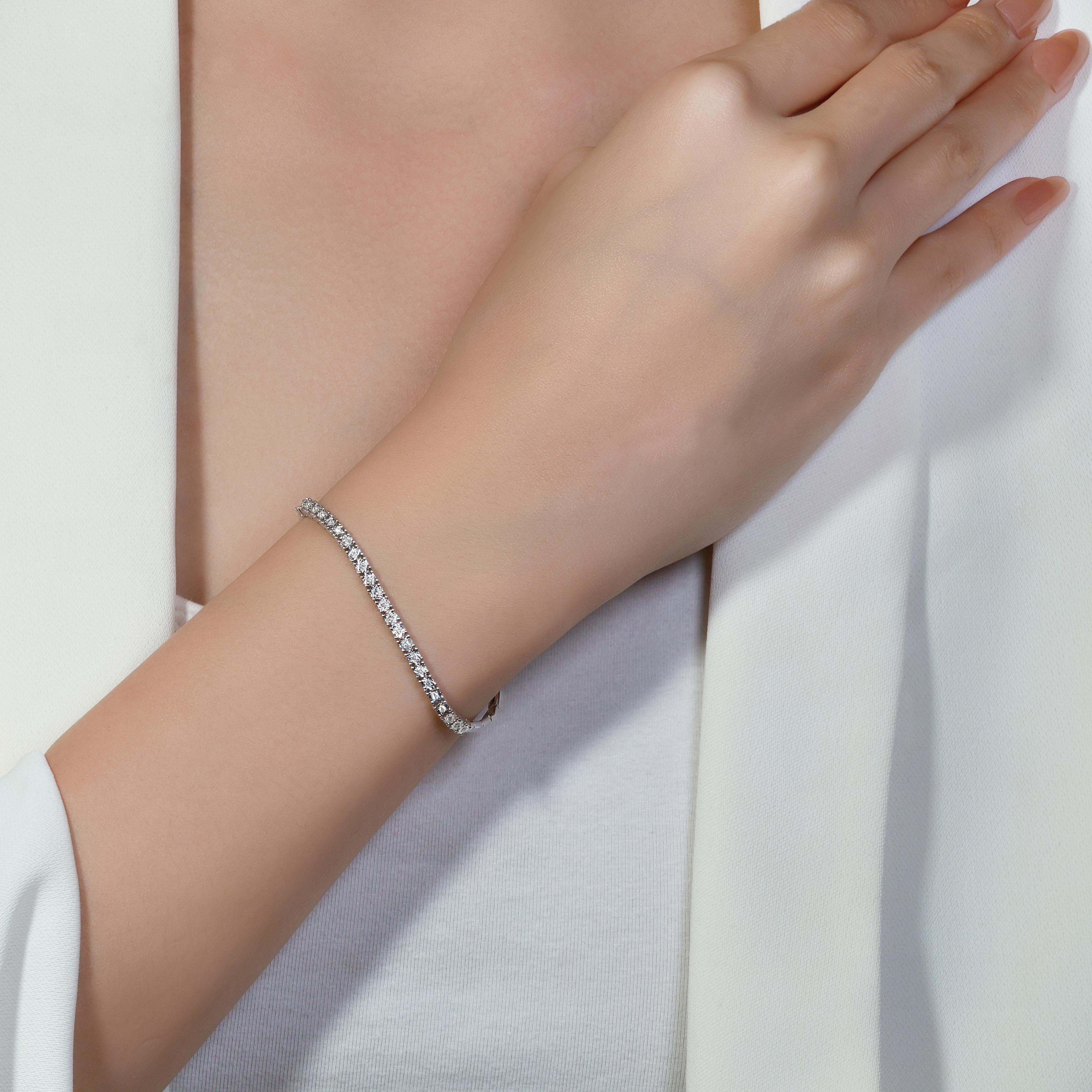 Abbagliante bracciale tennis con diamanti naturali da 0,34 carati in oro bianco 18 carati 2