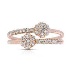 Abbagliante  Anello con diamante naturale da 0,42 carati con gambo diviso in oro rosa 18 carati