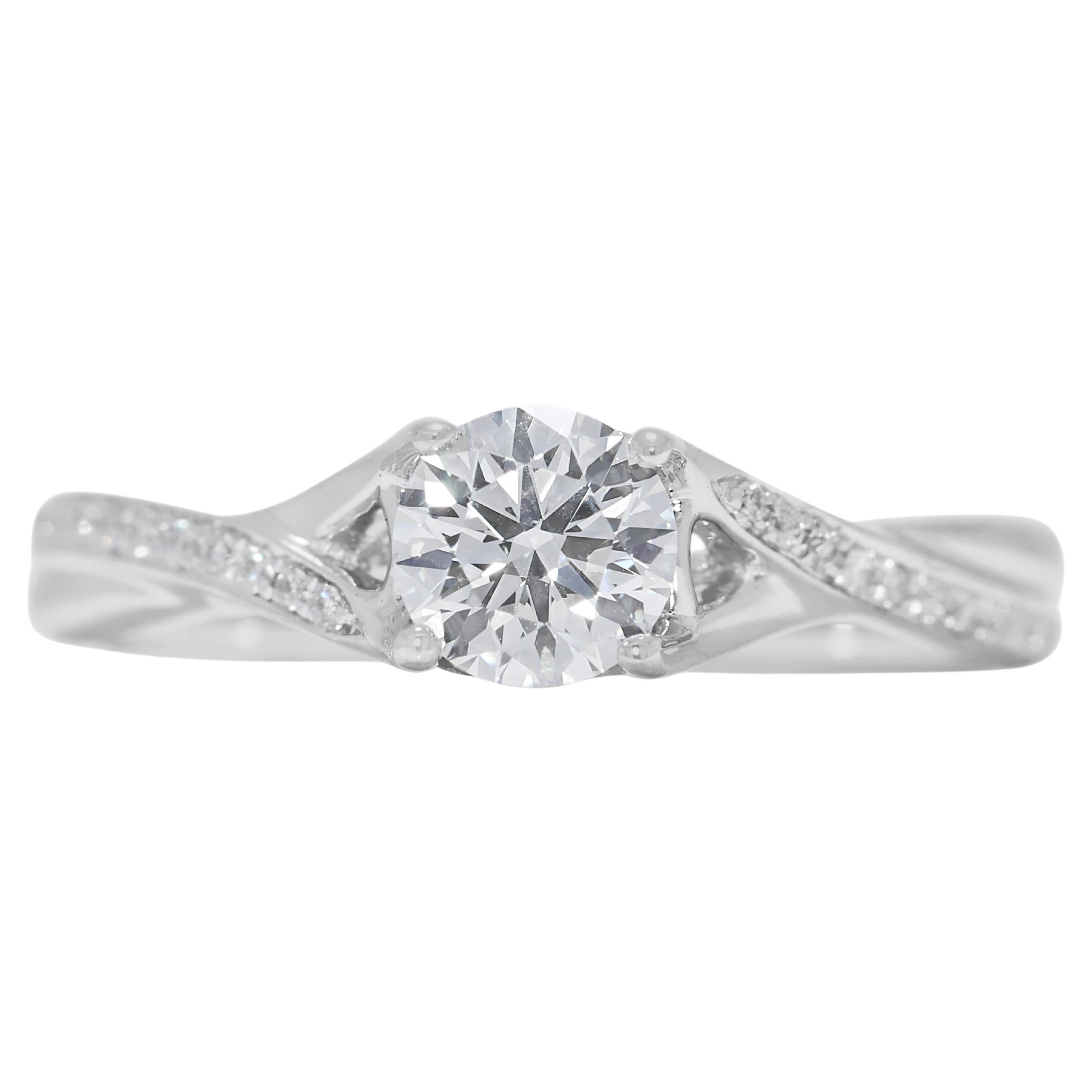 Dazzling 0.42ct Natural Diamond Twisted Band Ring in 18K White Gold
