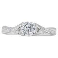 Dazzling 0.42ct Natural Diamond Twisted Band Ring in 18K White Gold