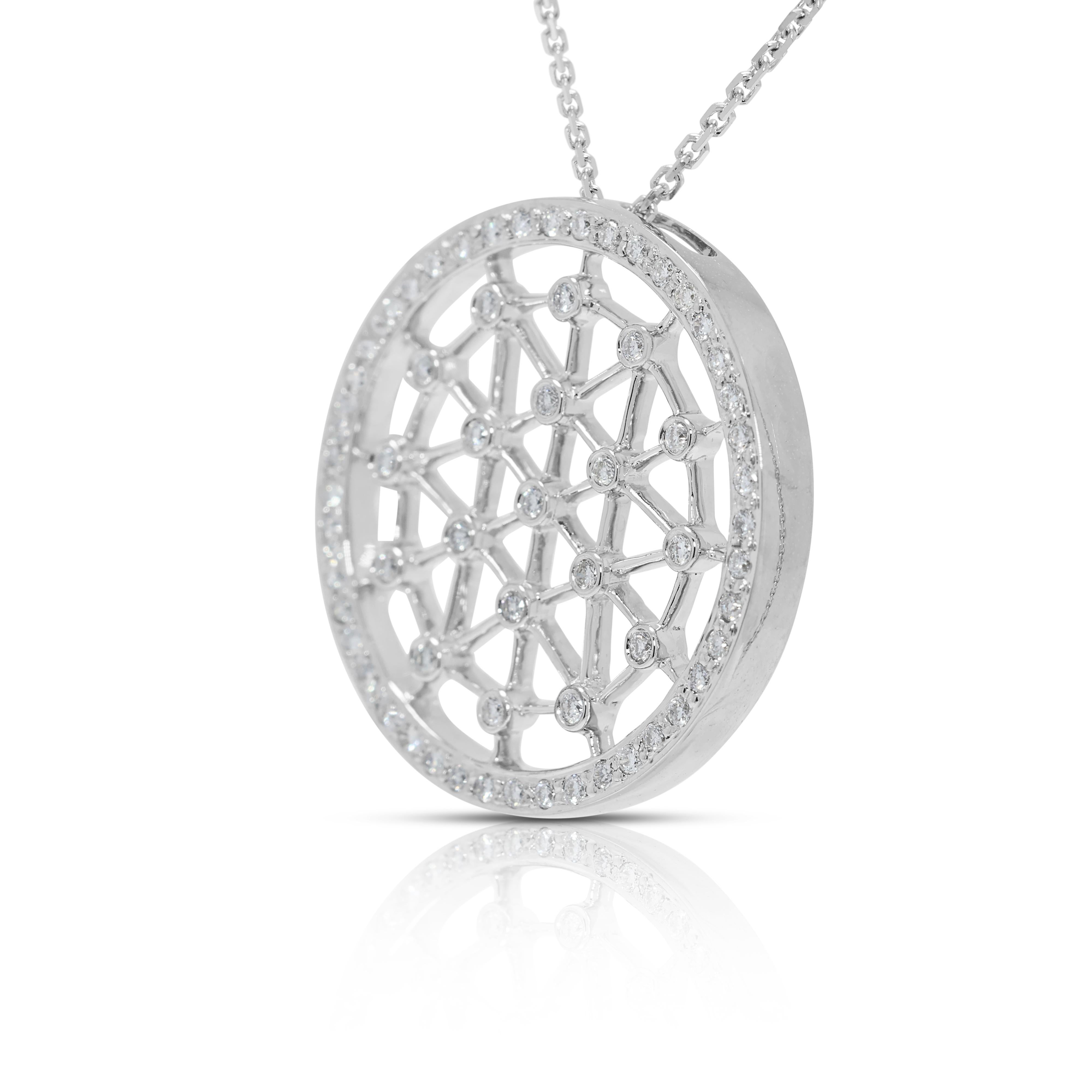Pendentif éblouissant en or blanc 18 carats de 0,42 ct de diamants naturels Neuf - En vente à רמת גן, IL
