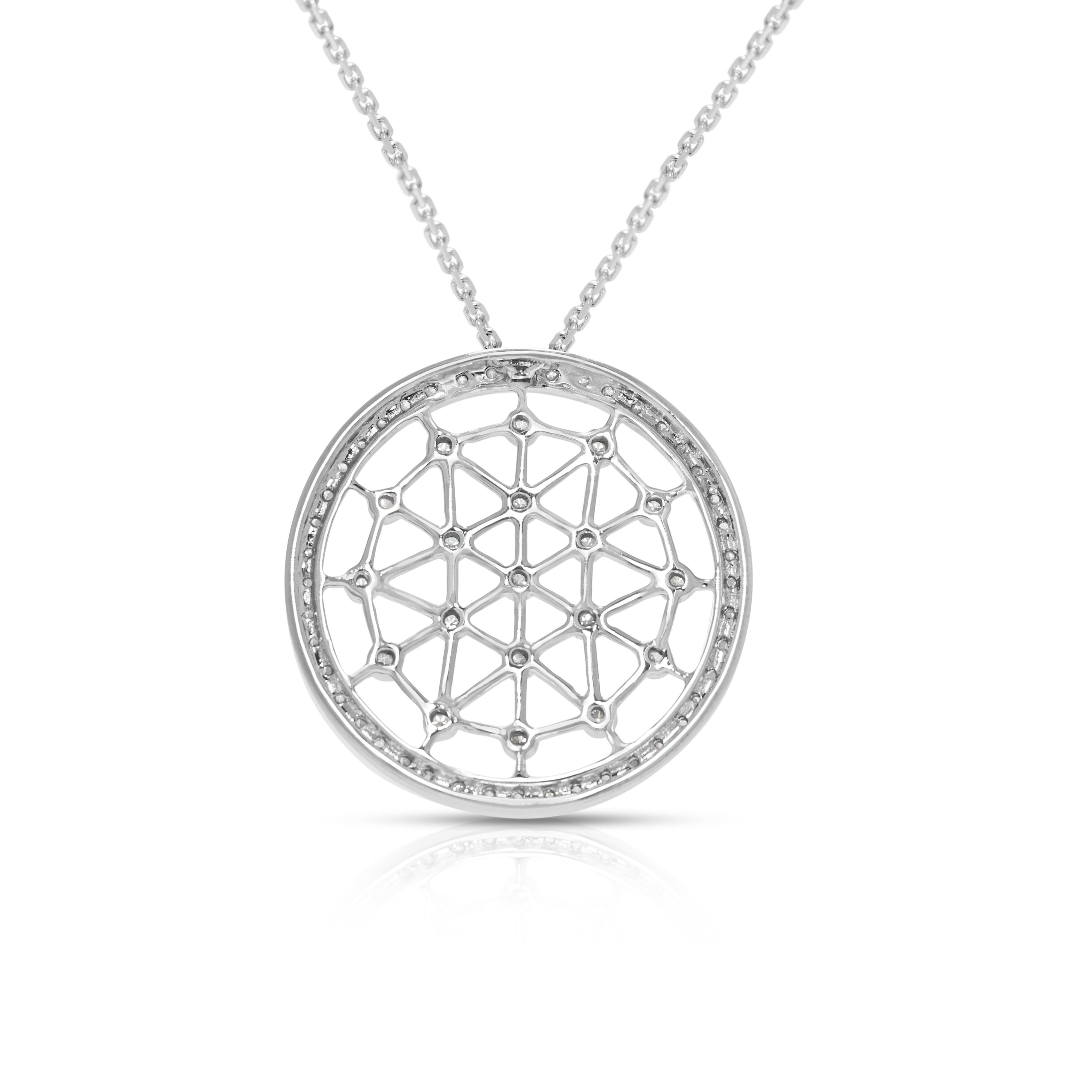 Pendentif éblouissant en or blanc 18 carats de 0,42 ct de diamants naturels en vente 1