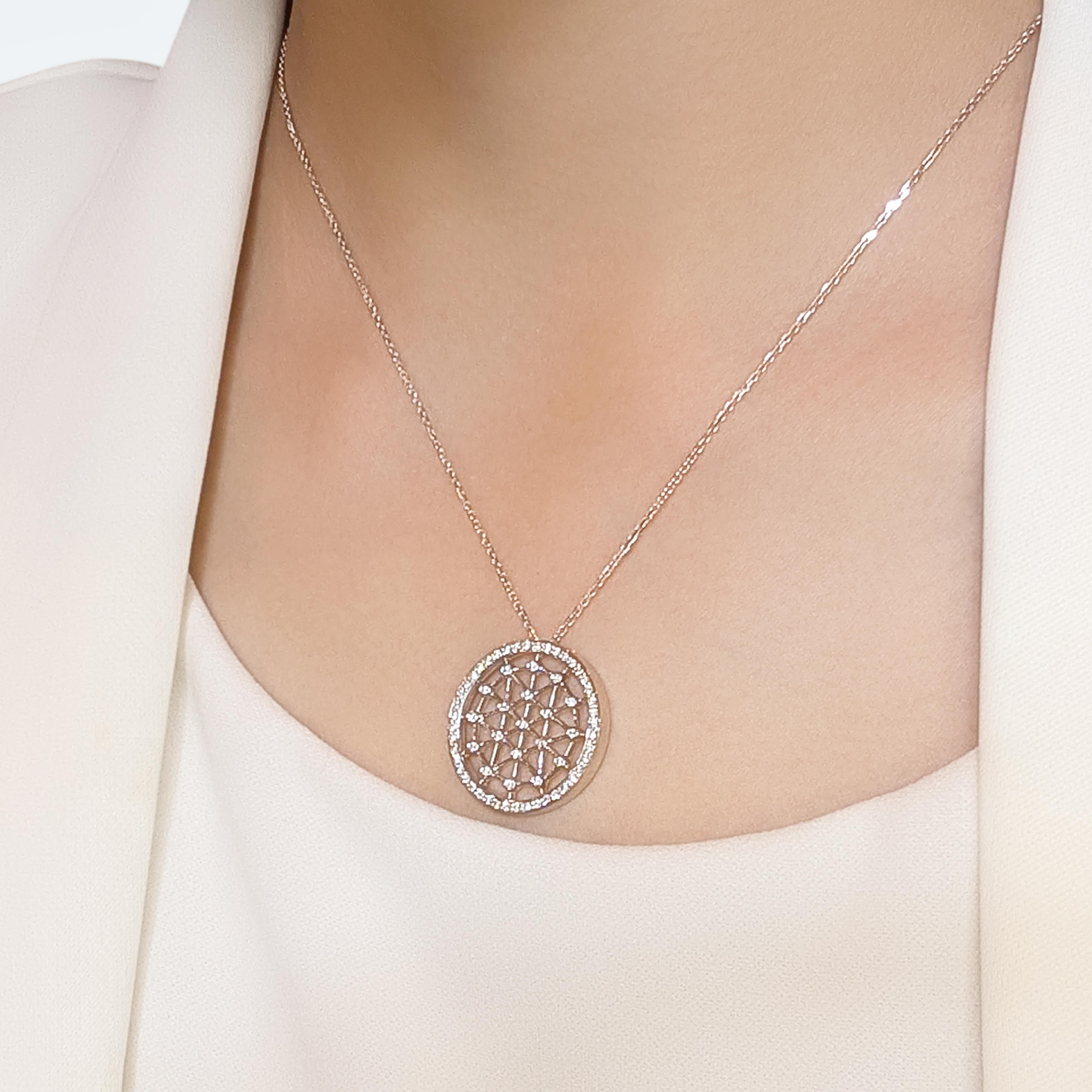 Pendentif éblouissant en or blanc 18 carats de 0,42 ct de diamants naturels en vente 2