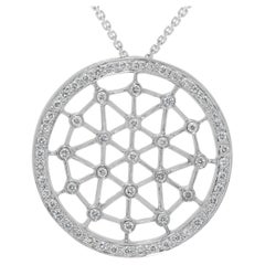 Pendentif éblouissant en or blanc 18 carats de 0,42 ct de diamants naturels