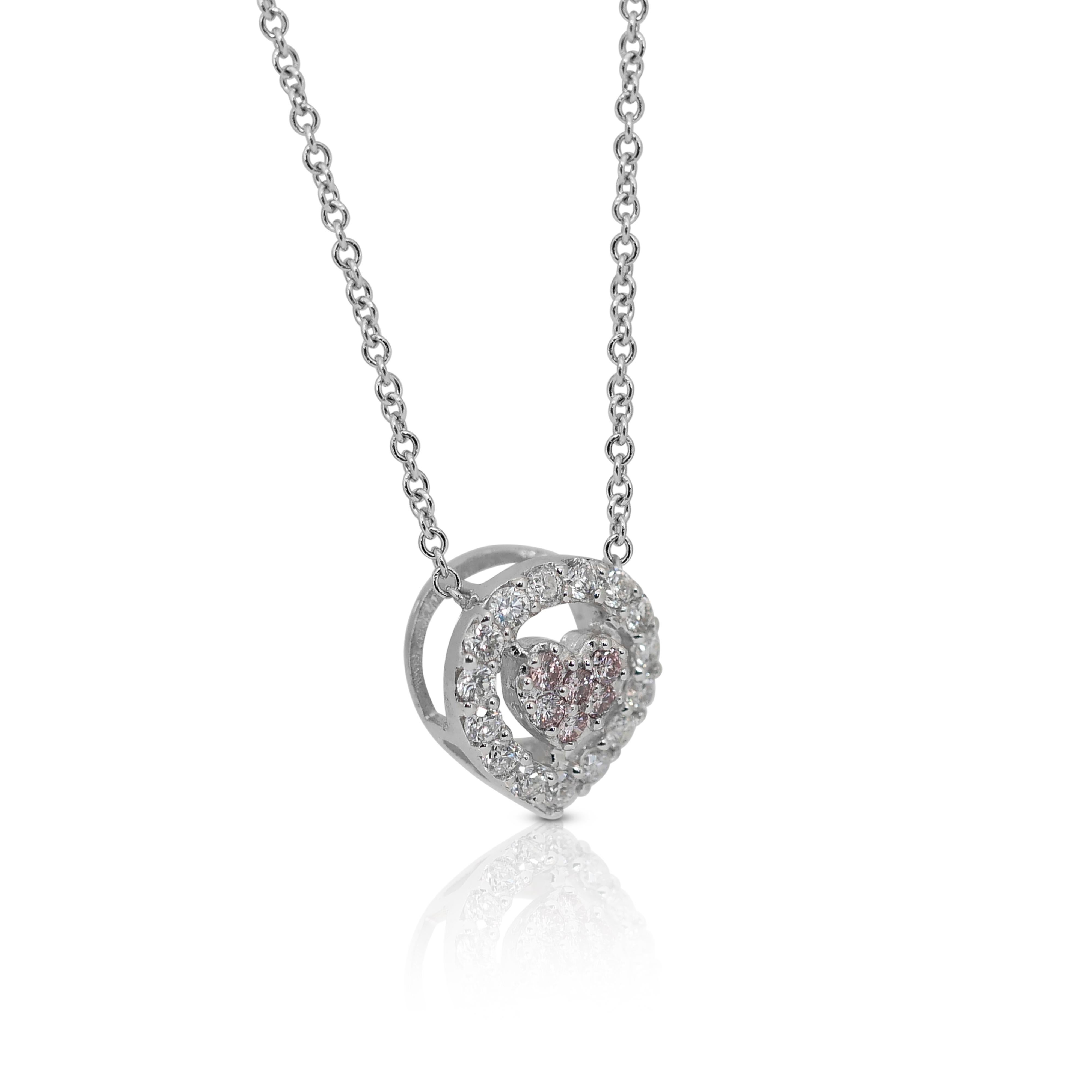 Donna Collana con ciondolo in oro bianco 18 carati con diamanti colorati da 0,45 ct. in vendita