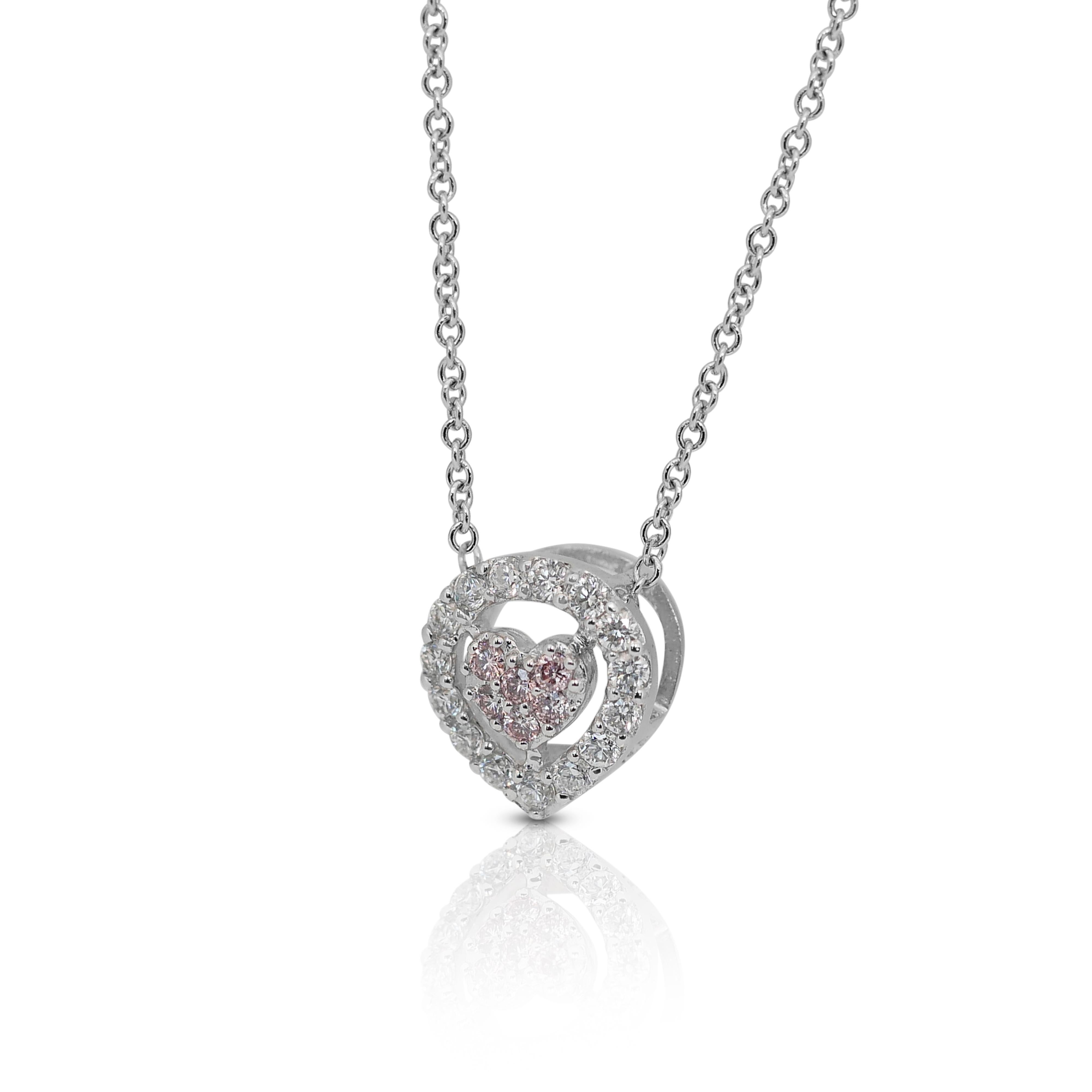 Collana con ciondolo in oro bianco 18 carati con diamanti colorati da 0,45 ct. in vendita 2