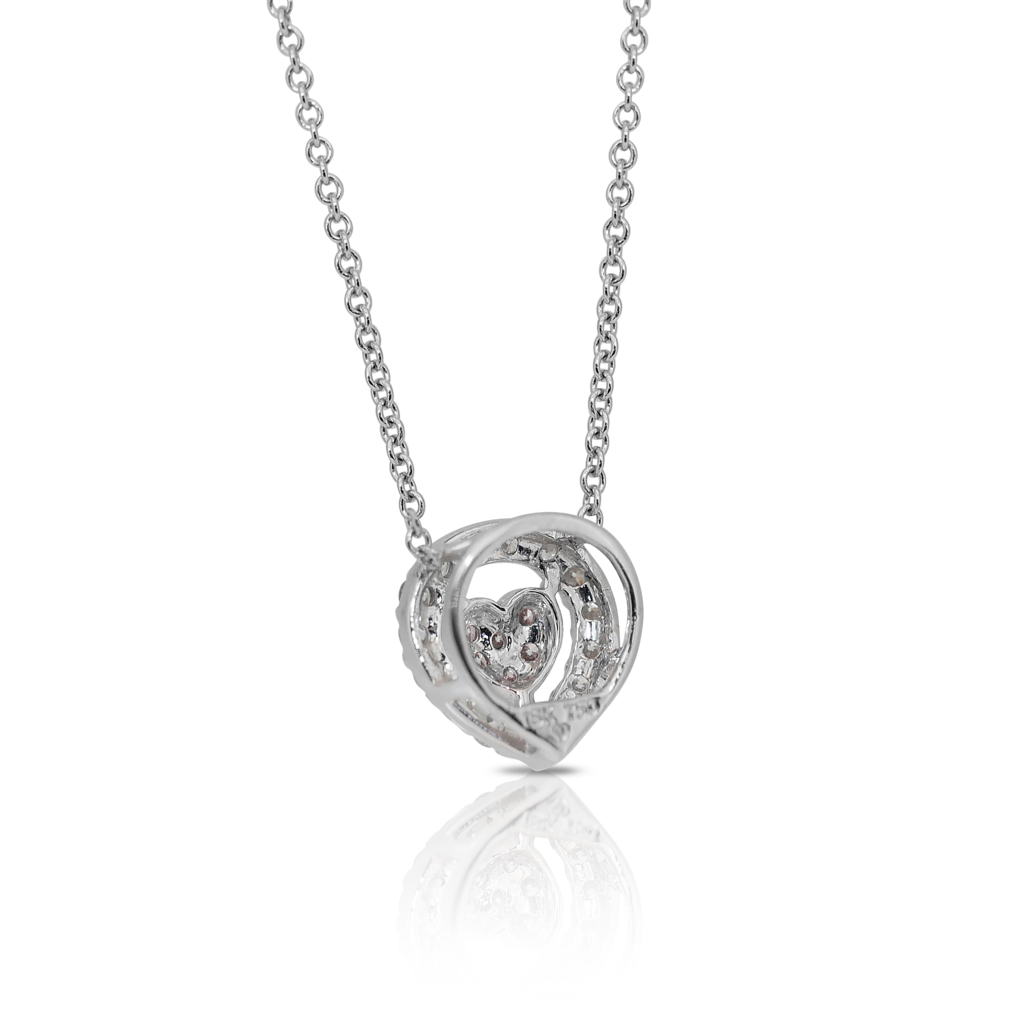 Collana con ciondolo in oro bianco 18 carati con diamanti colorati da 0,45 ct. in vendita 3