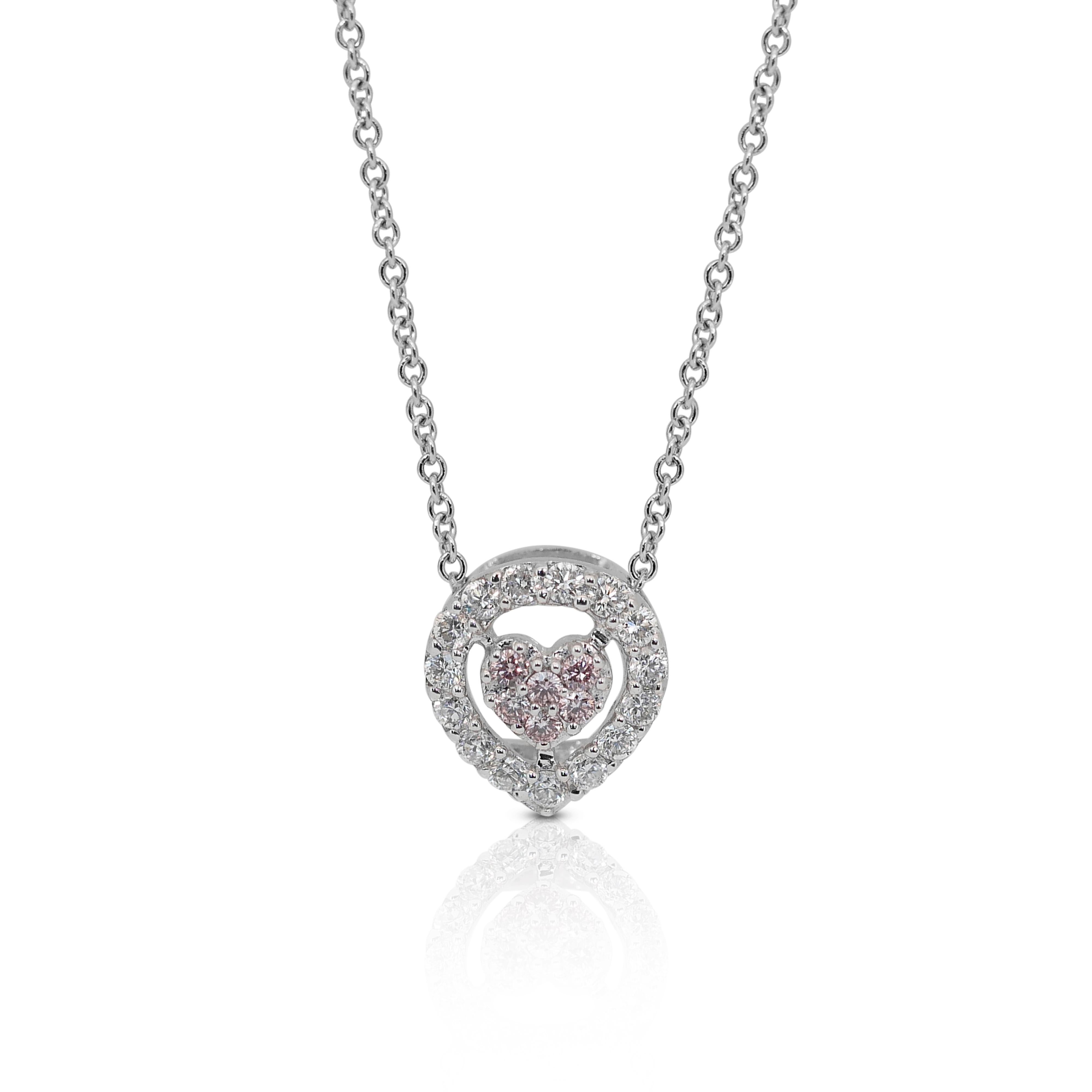 Collana con ciondolo in oro bianco 18 carati con diamanti colorati da 0,45 ct. in vendita 4