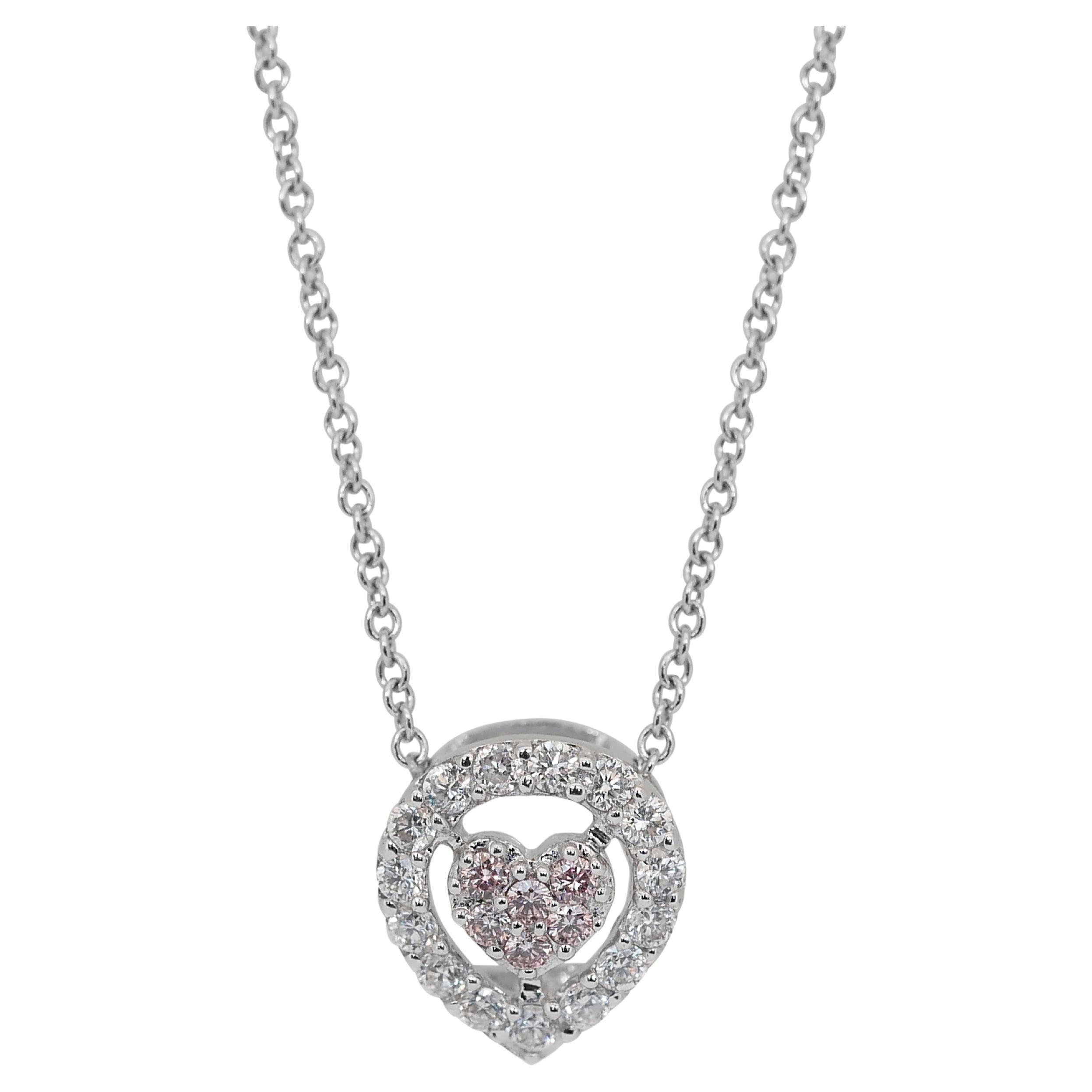 Dazzling 0.45ct Diamonds Fancy-Colored Necklace with Pendant in 18k White Gold