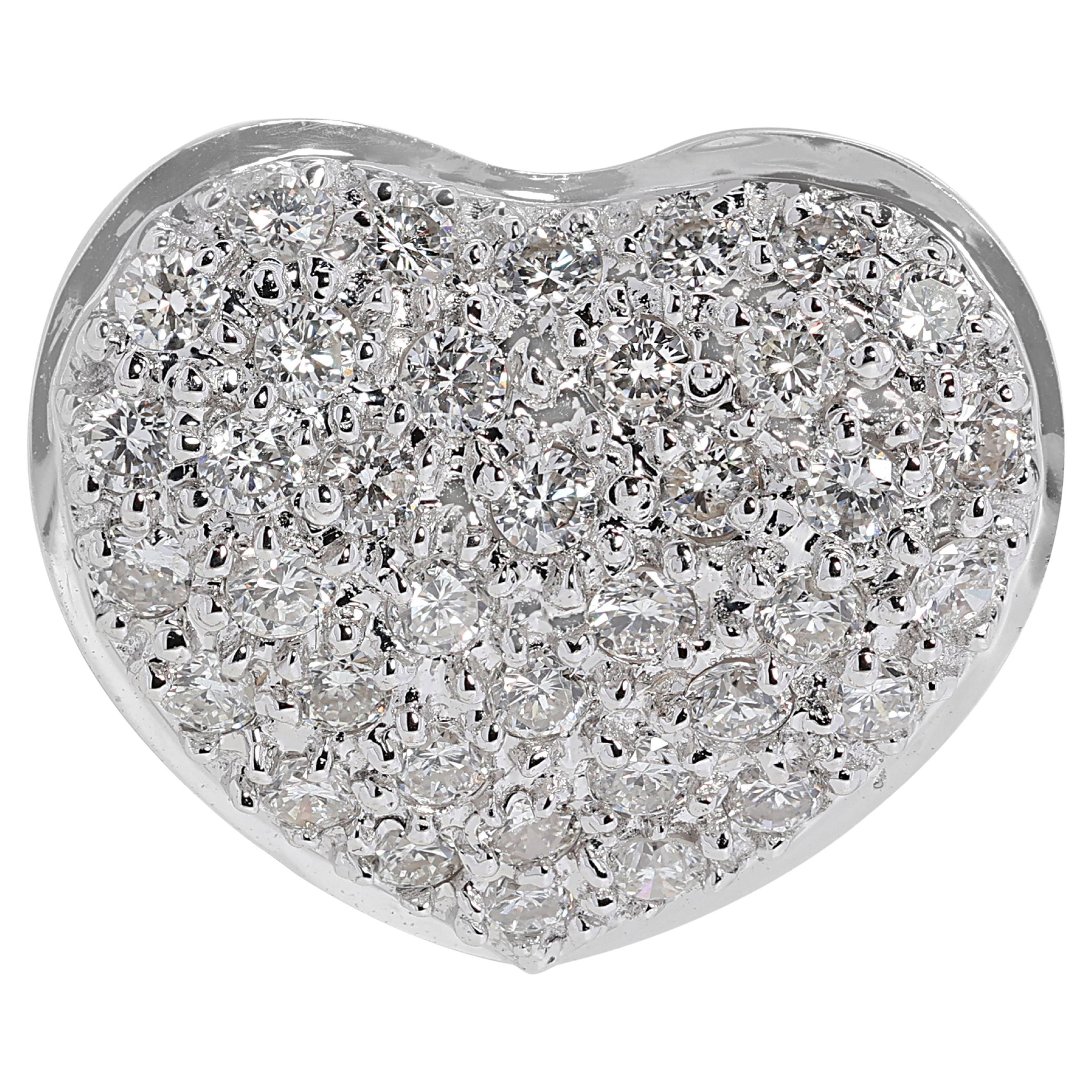 Dazzling 0.48 Carat Diamond Heart Pendant in 18K White Gold - Pendant Only