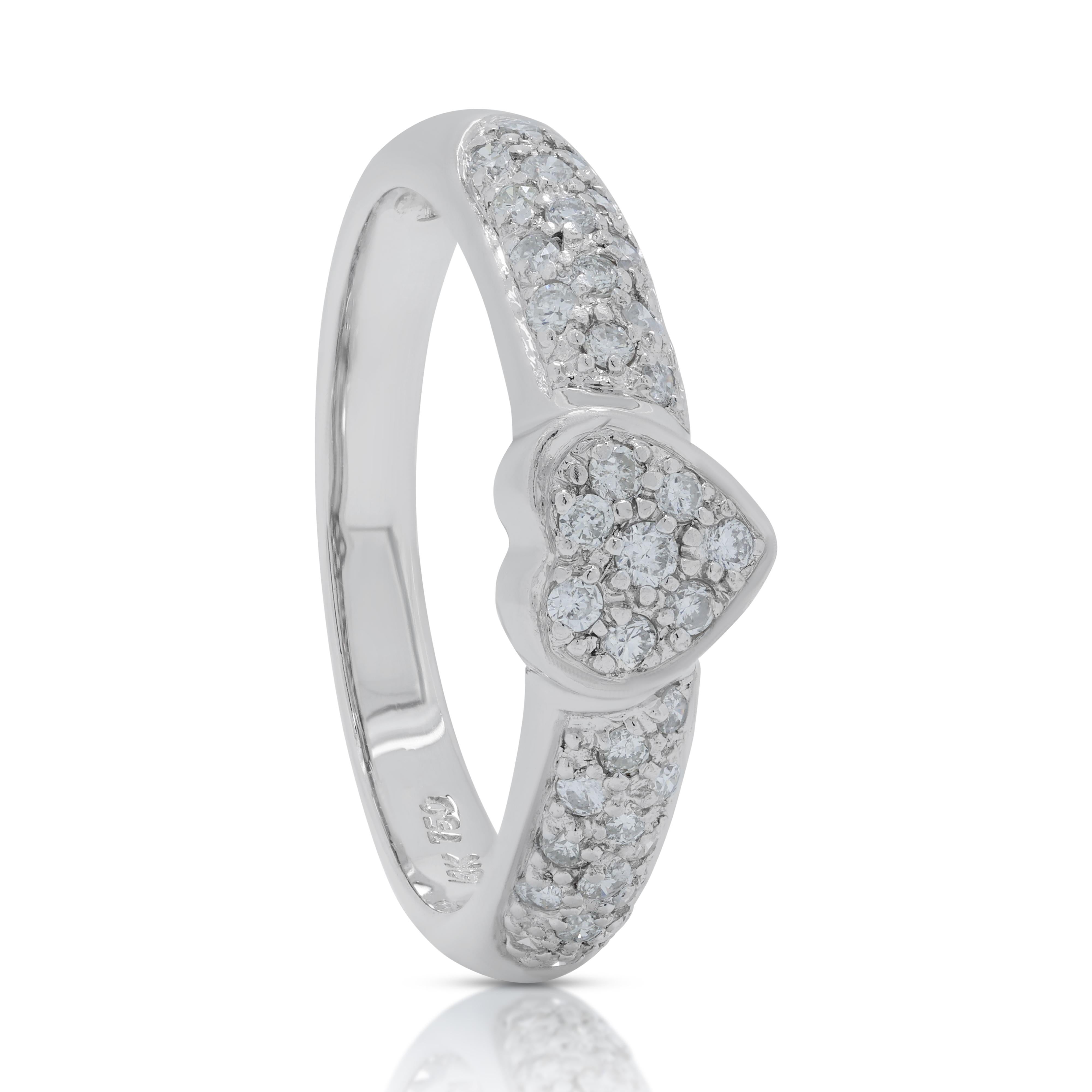 Round Cut Dazzling 0.54ct Diamonds Cluster Ring in 18K White Gold  For Sale