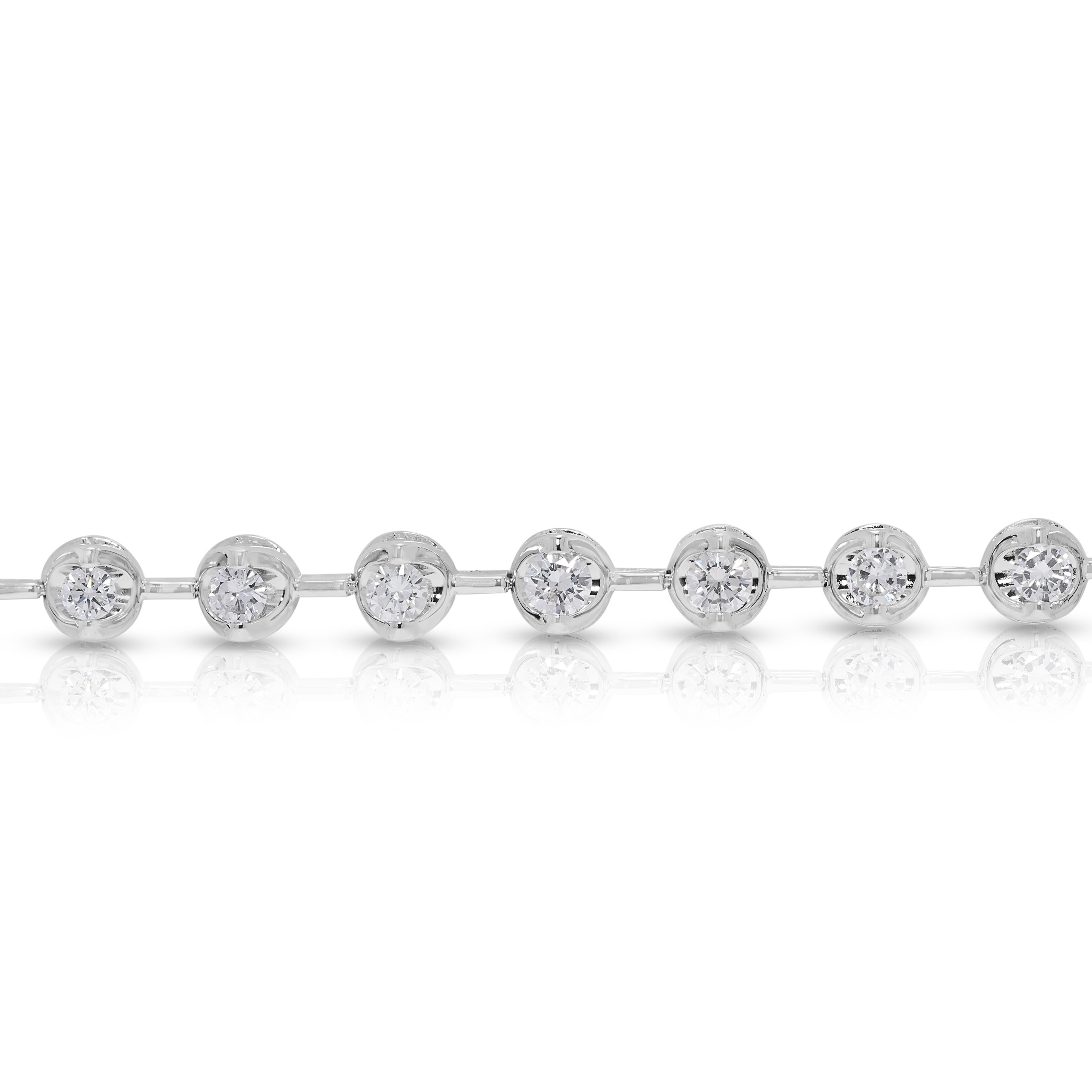 Dazzling 0.54ct Natural Diamond Bracelet in 18K White Gold For Sale 2