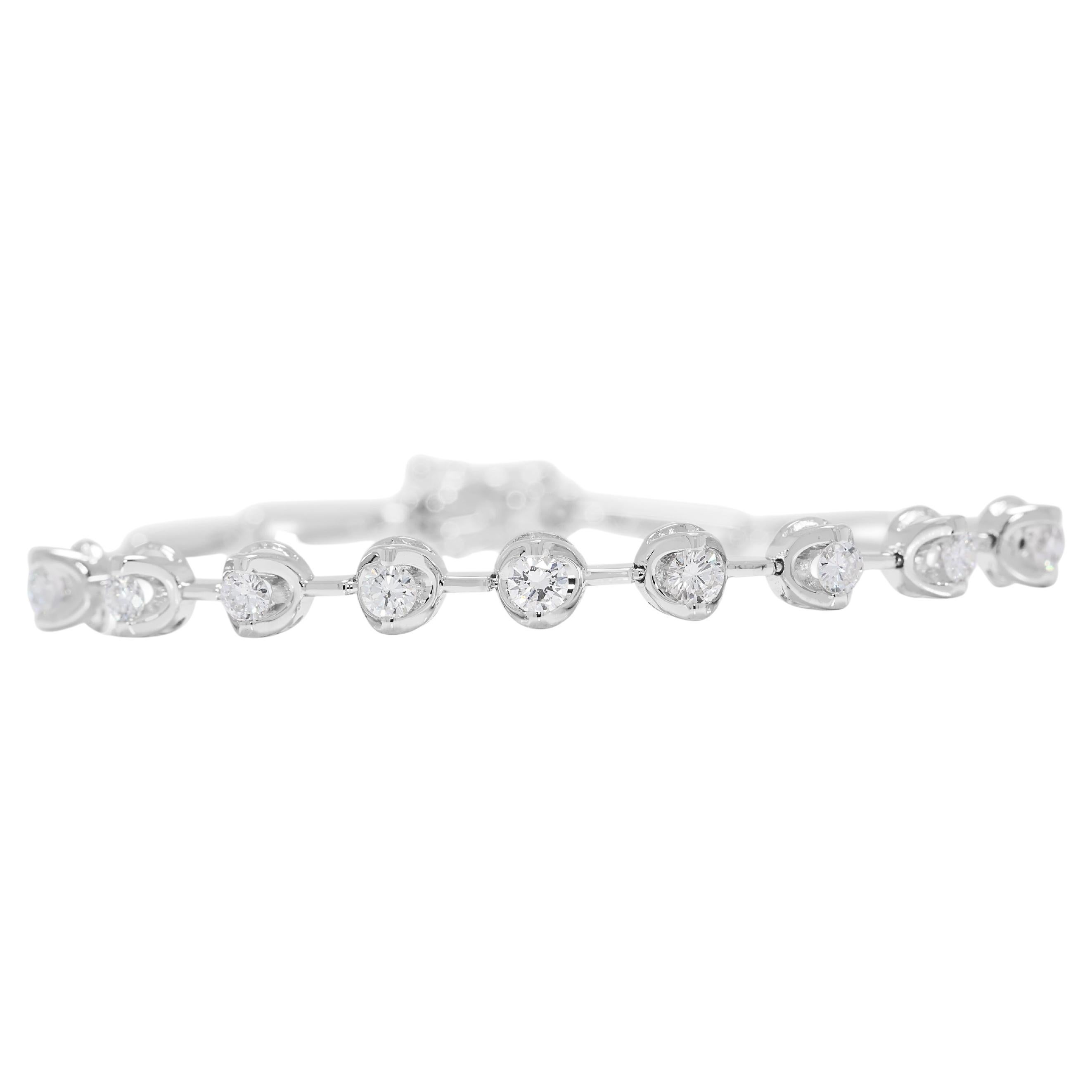 Dazzling 0.54ct Natural Diamond Bracelet in 18K White Gold For Sale