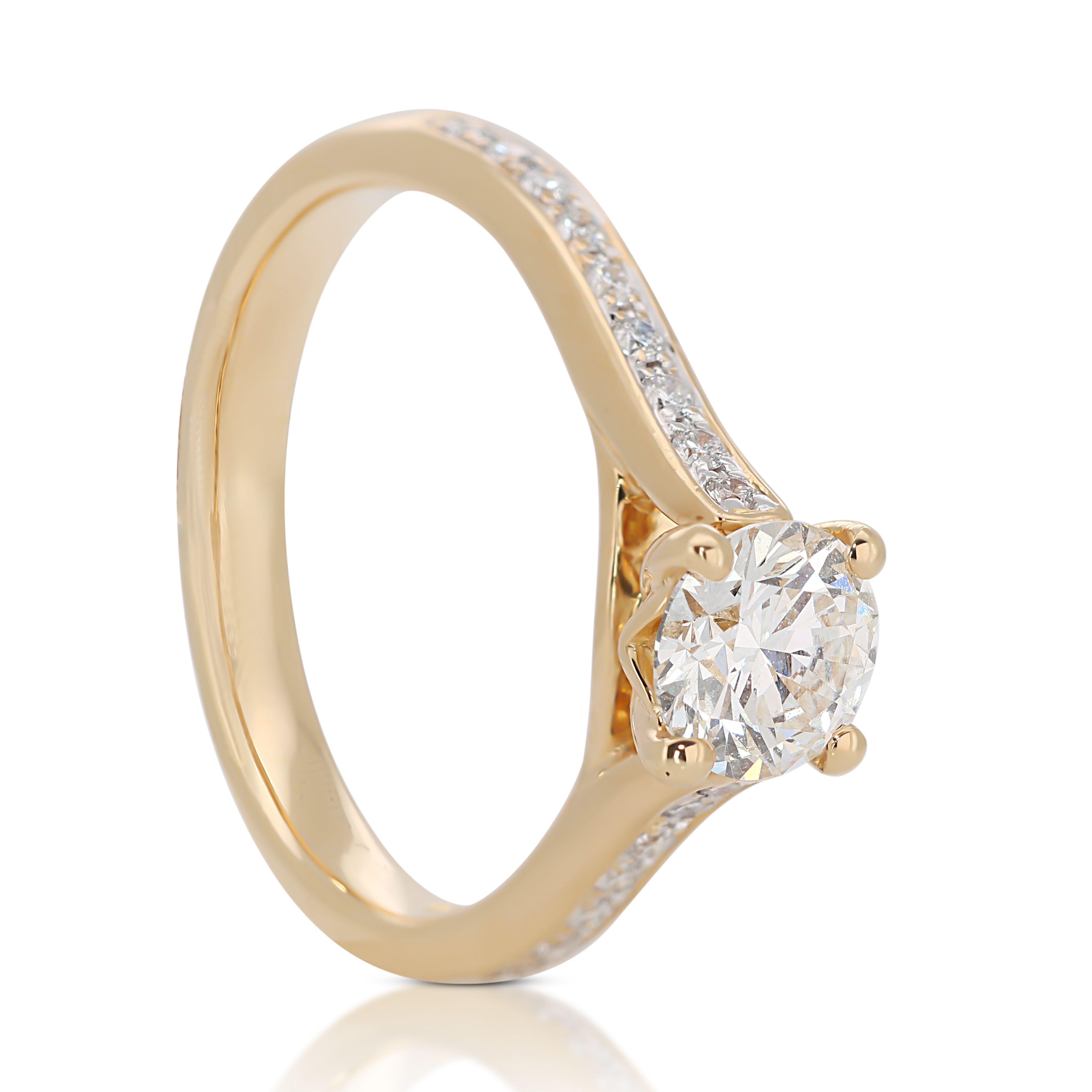 Dazzling 0.56 ct. Round Brilliant Diamonds Ring In New Condition For Sale In רמת גן, IL