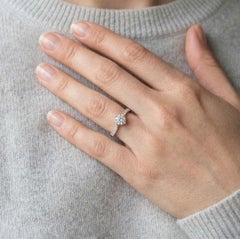 Dazzling 0.56ct Natural Diamond Halo Ring in 18K White Gold - GIA Certified
