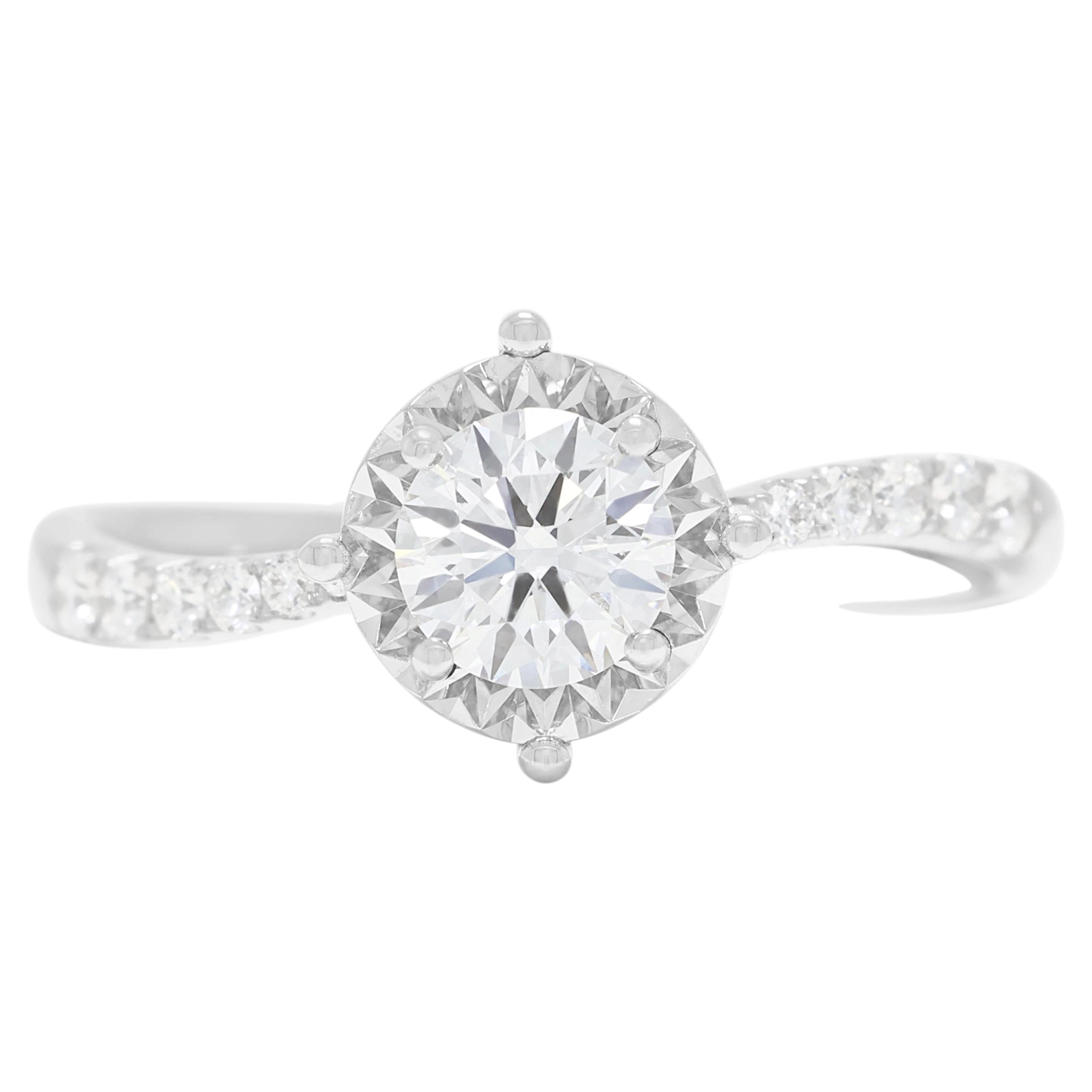 Dazzling 0.56ct Natural Diamond Halo Ring in 18K White Gold - GIA Certified