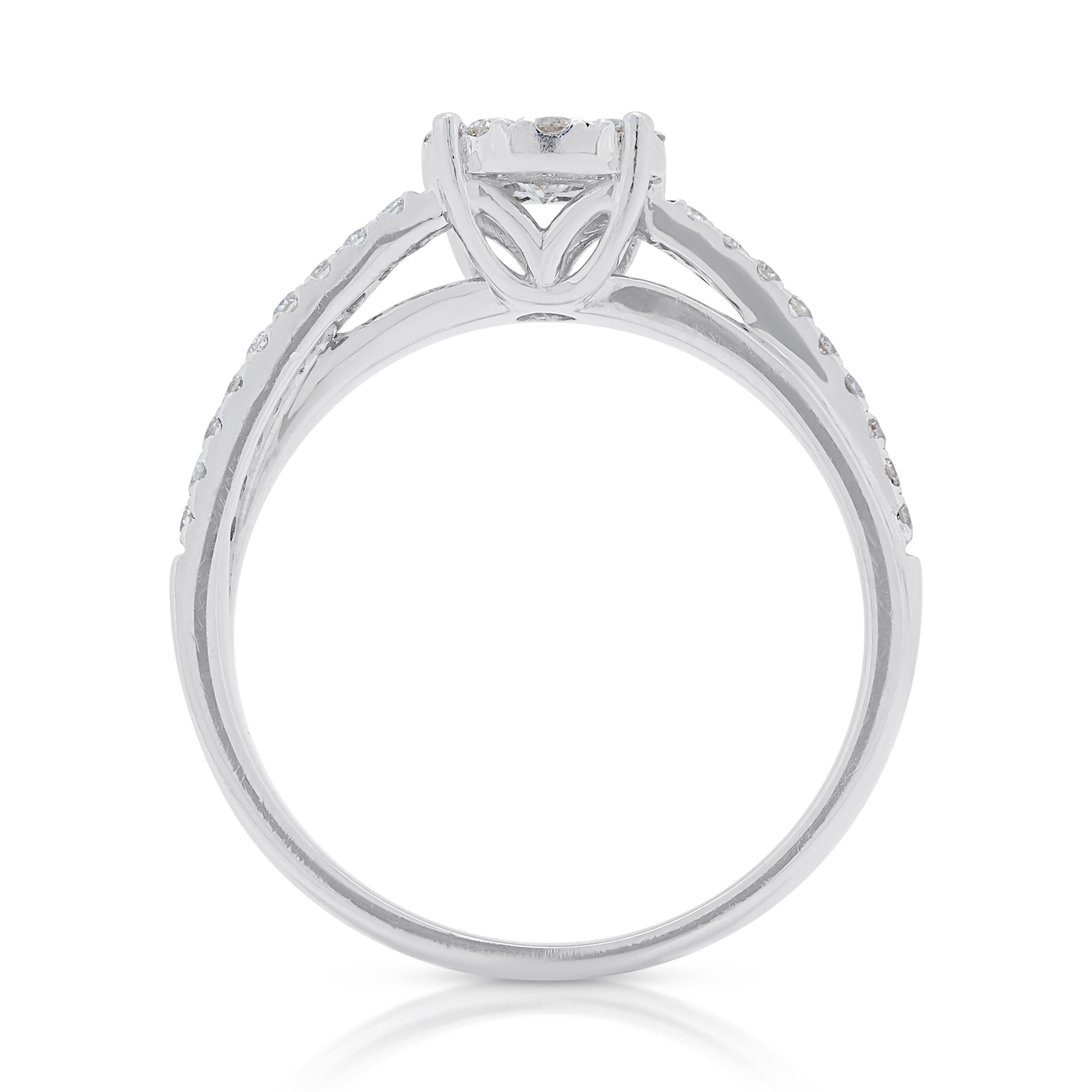 Dazzling 0.62ct Diamond Pave Ring in 18K White Gold For Sale 2