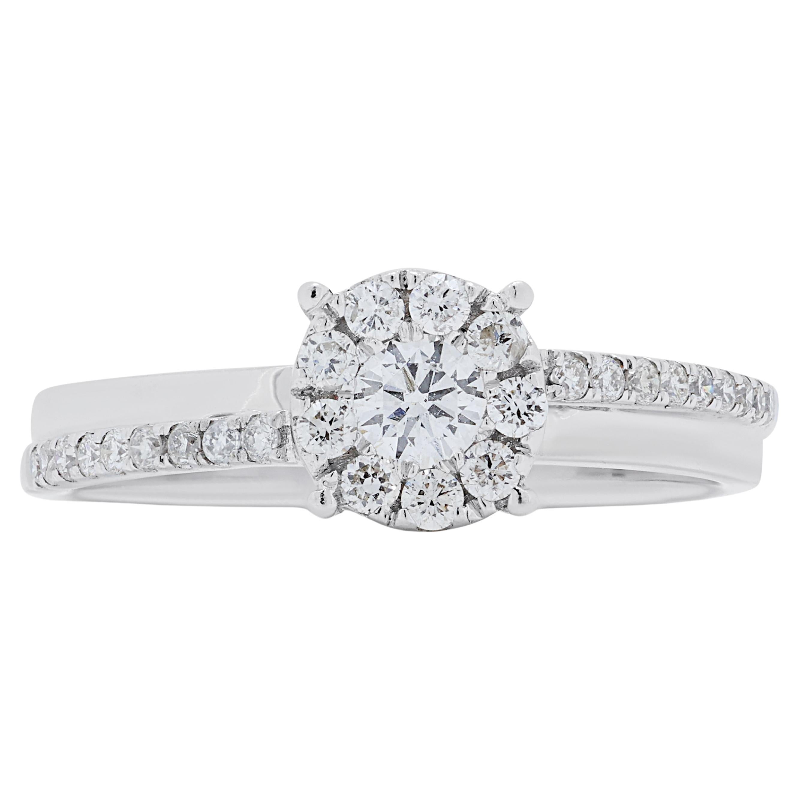 Dazzling 0.62ct Diamond Pave Ring in 18K White Gold For Sale