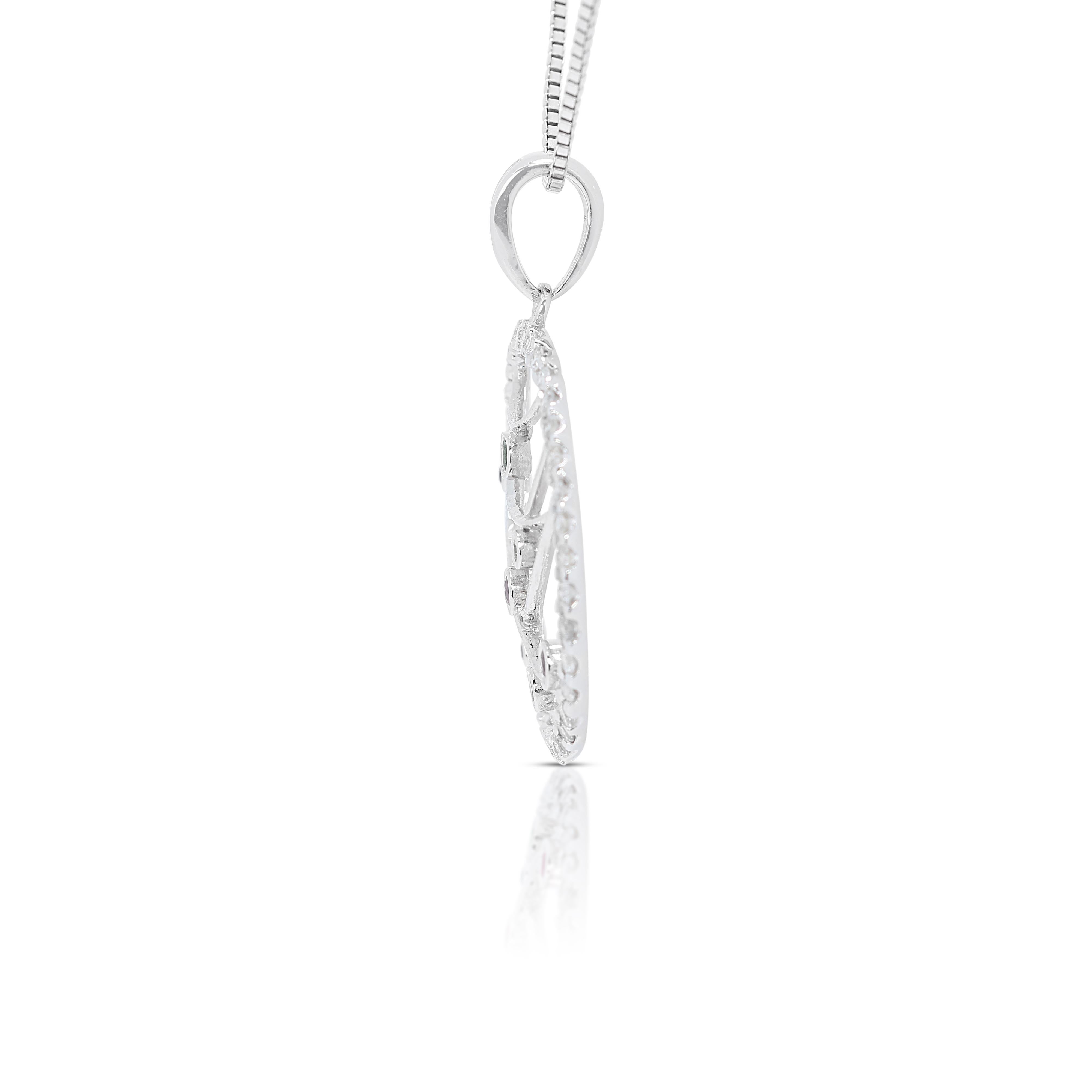 Women's Dazzling 0.62ct Mixed Stones w/ Diamonds in 18K White Gold (Chain Not Included) For Sale