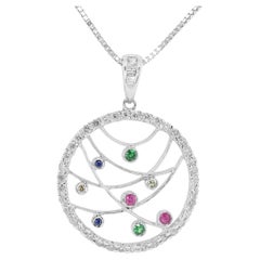 Dazzling 0.62ct Mixed Stones w/ Diamonds in 18K White Gold (Chain Not Included)