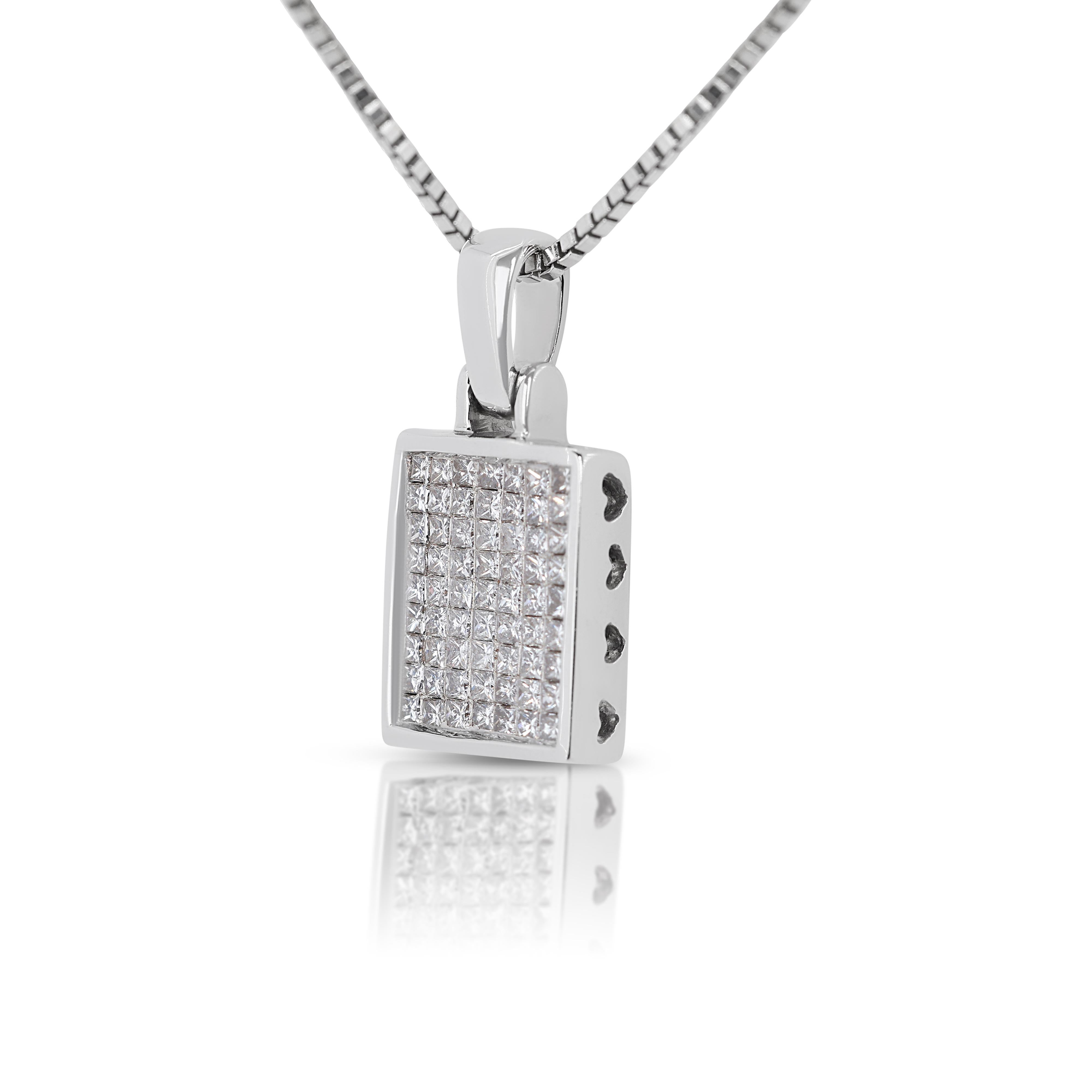 Princess Cut Dazzling 0.63ct Diamonds Pendant in 18K White Gold - (Chain Not Included) For Sale